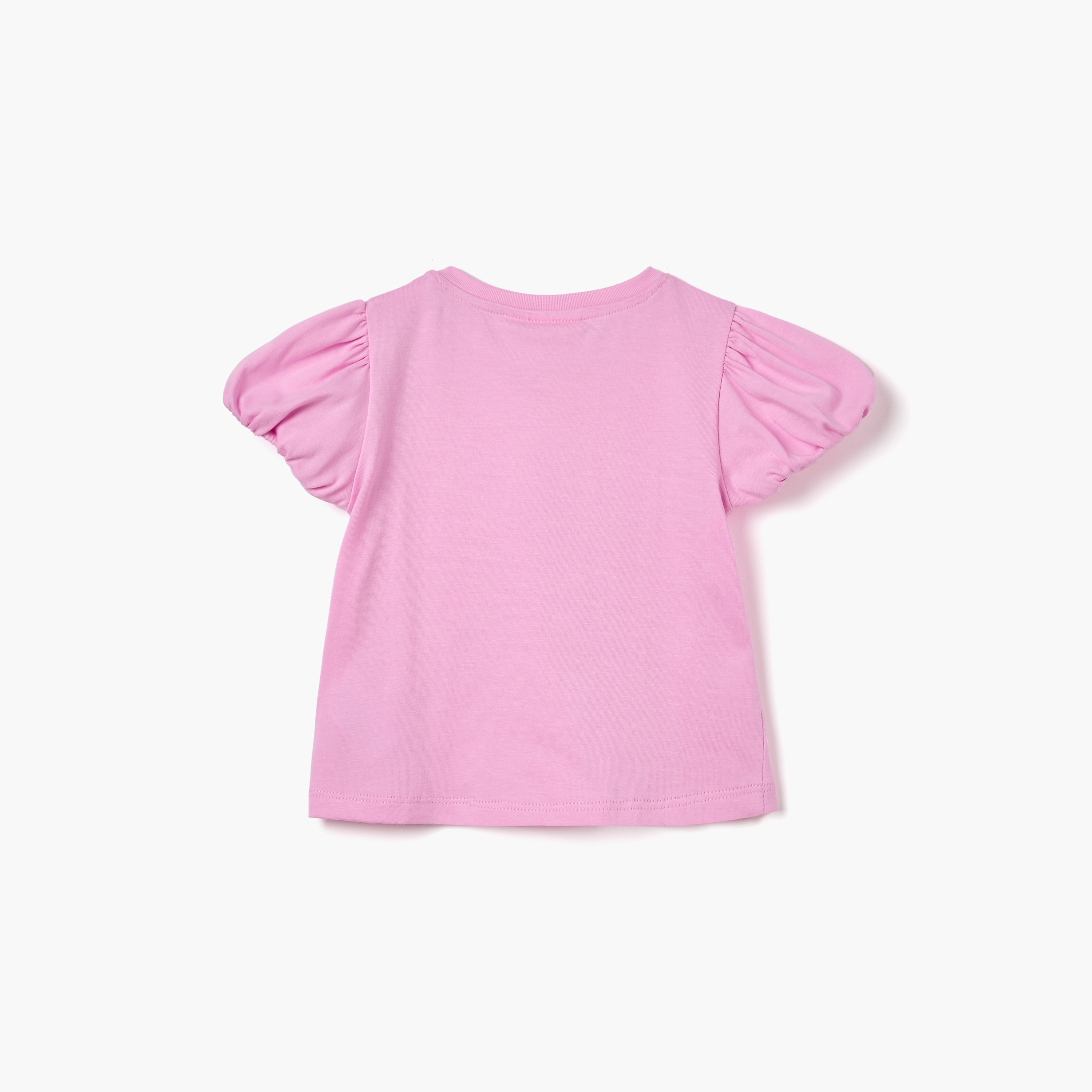 Juniors Butterfly Applique T-shirt with Puff Sleeves-baby-girls-clothing-tshirts-image-2