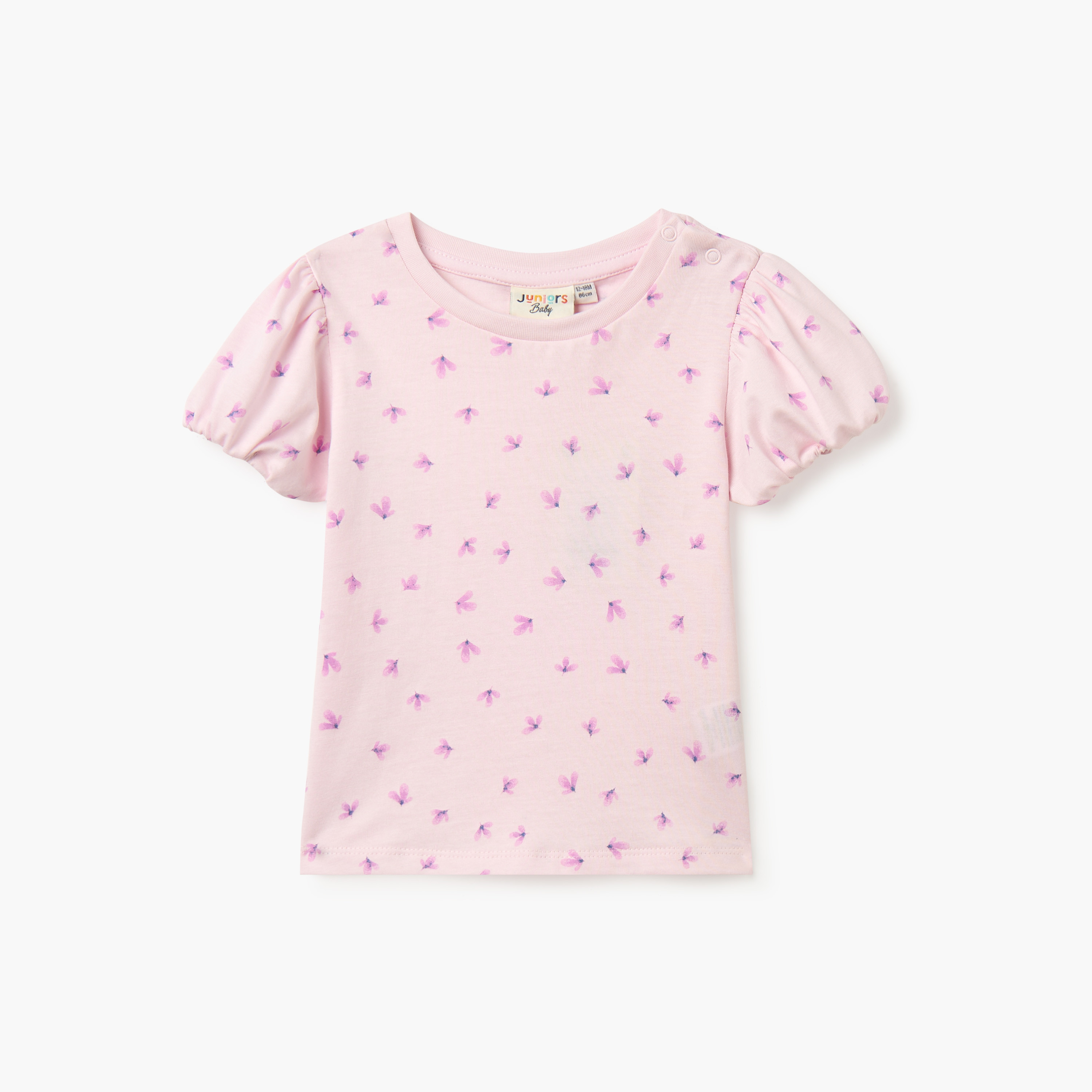 Juniors Printed T-shirt with Short Sleeves-baby-girls-clothing-tshirts-image-1