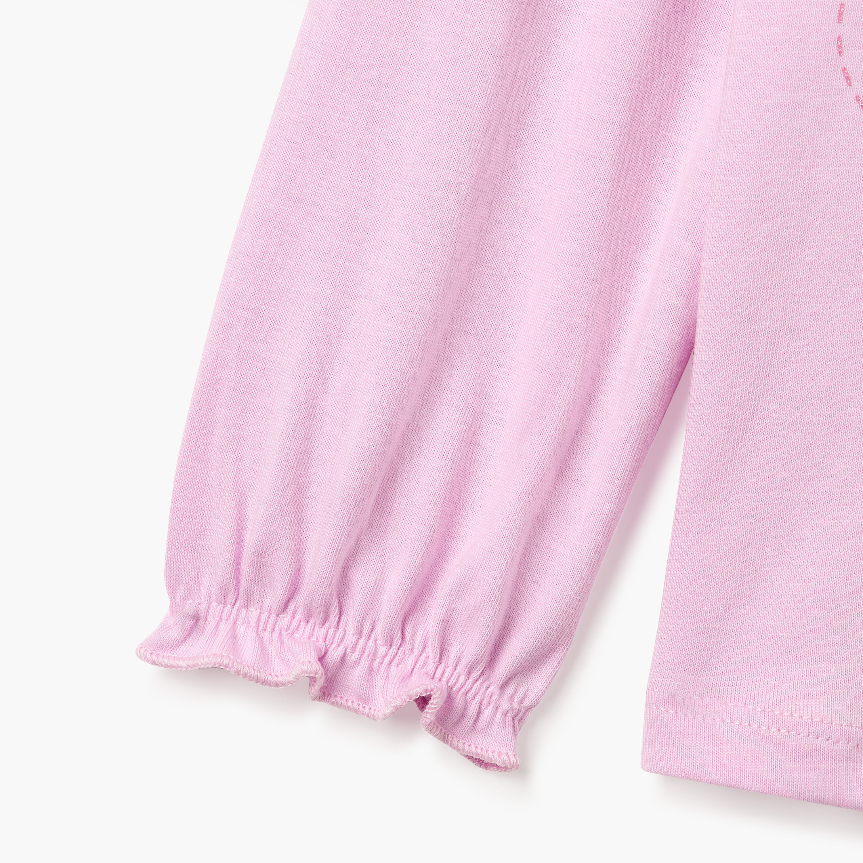 Juniors Graphic Print T-shirt with Long Sleeves and Round Neck-baby-girls-clothing-tshirts-image-4