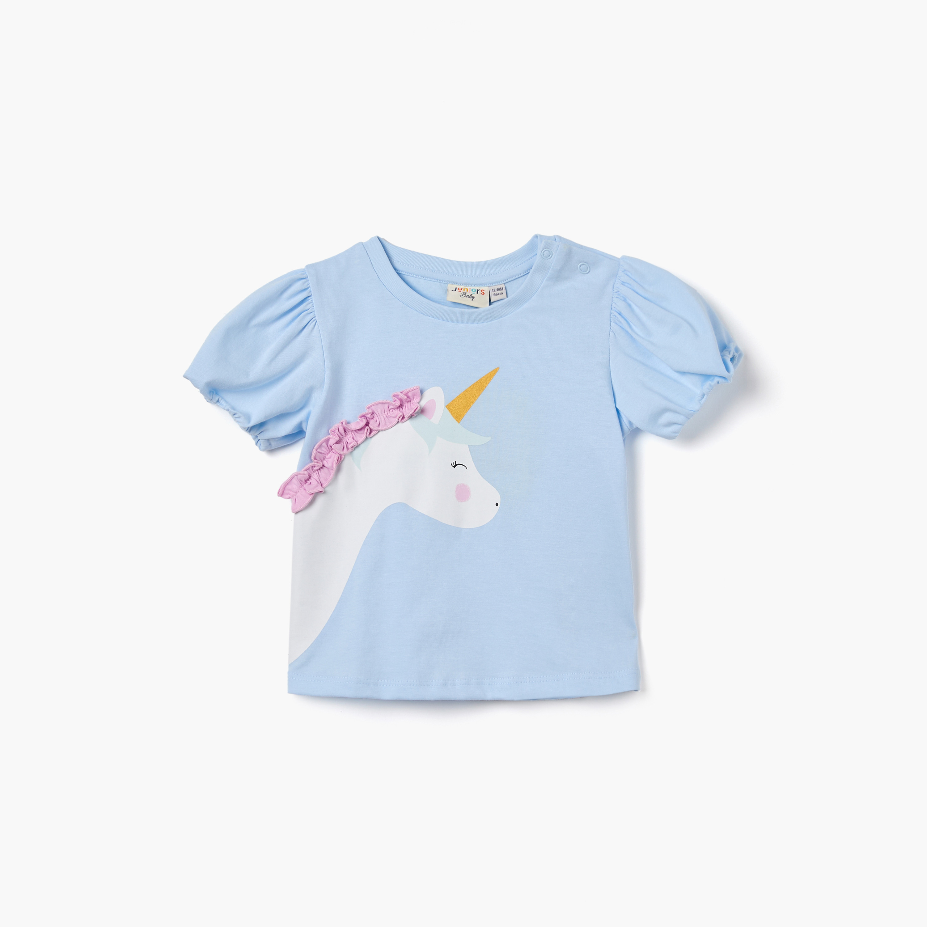تيشيرت بأكمام منفوخة وتزيينات يونيكورن من جونيورز-baby-girls-clothing-tshirts-image-1