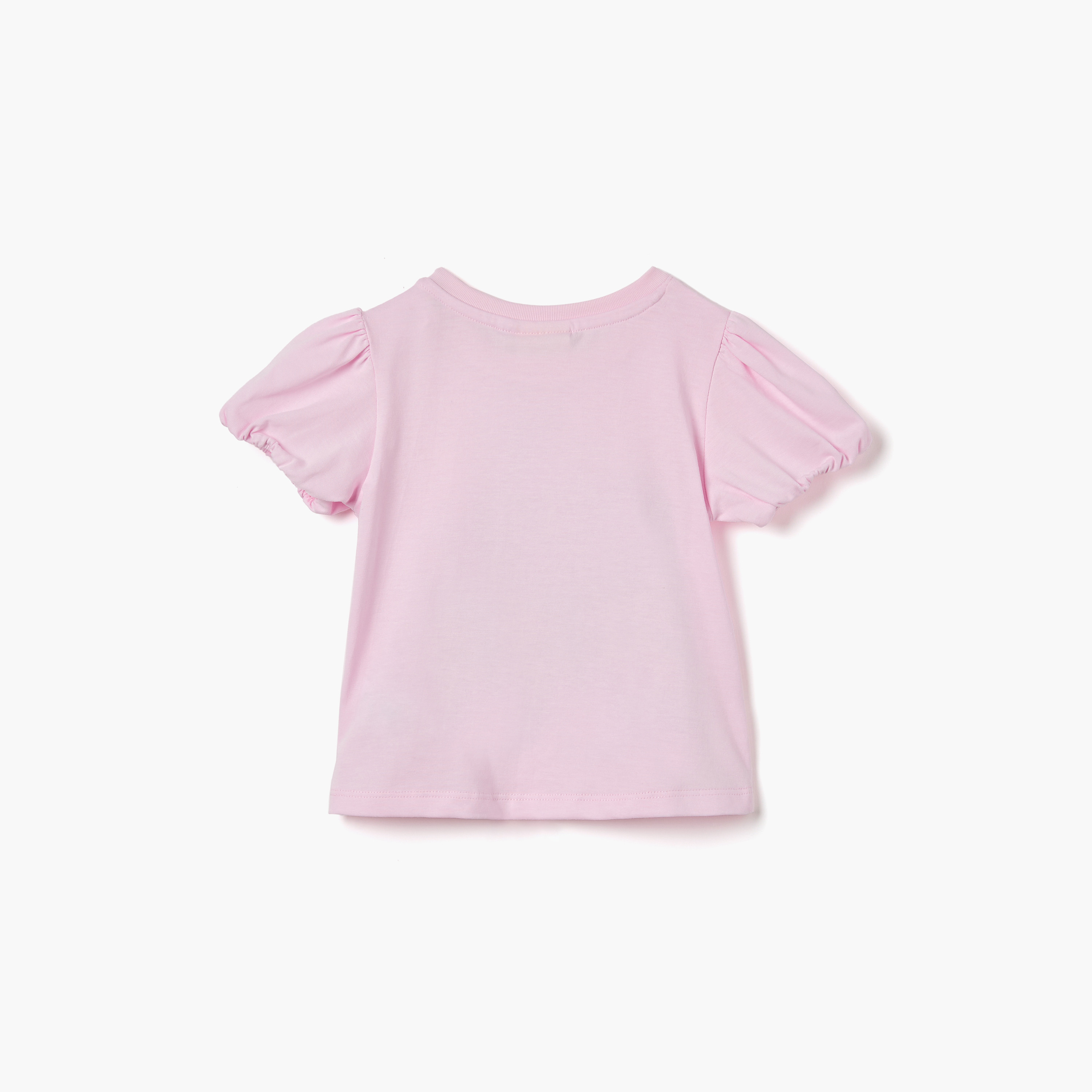 Juniors Butterfly Print T-shirt with Puff Sleeves-baby-girls-clothing-tshirts-image-2