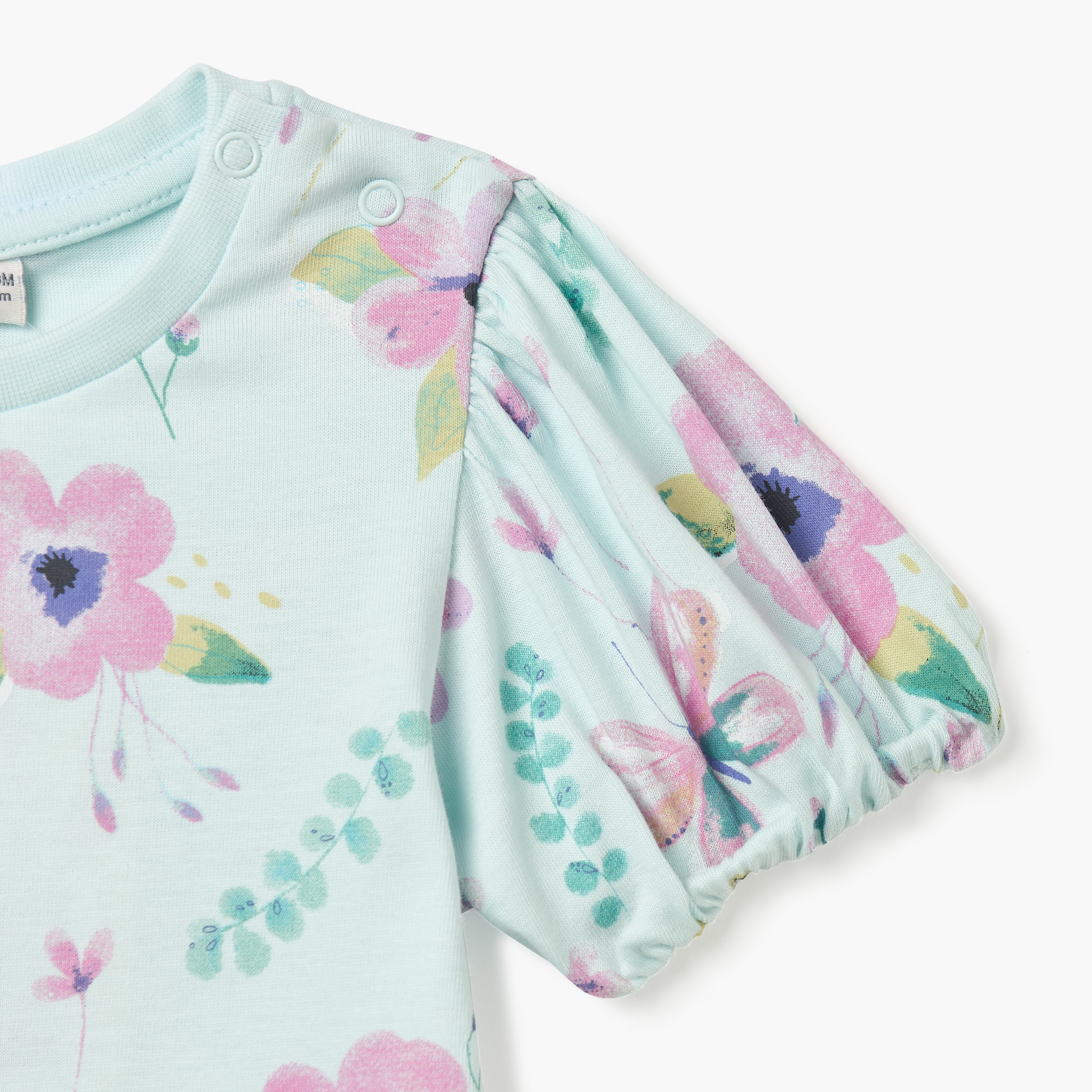 Juniors Printed T-shirt with Short Sleeves and Round Neck-baby-girls-clothing-tshirts-image-3