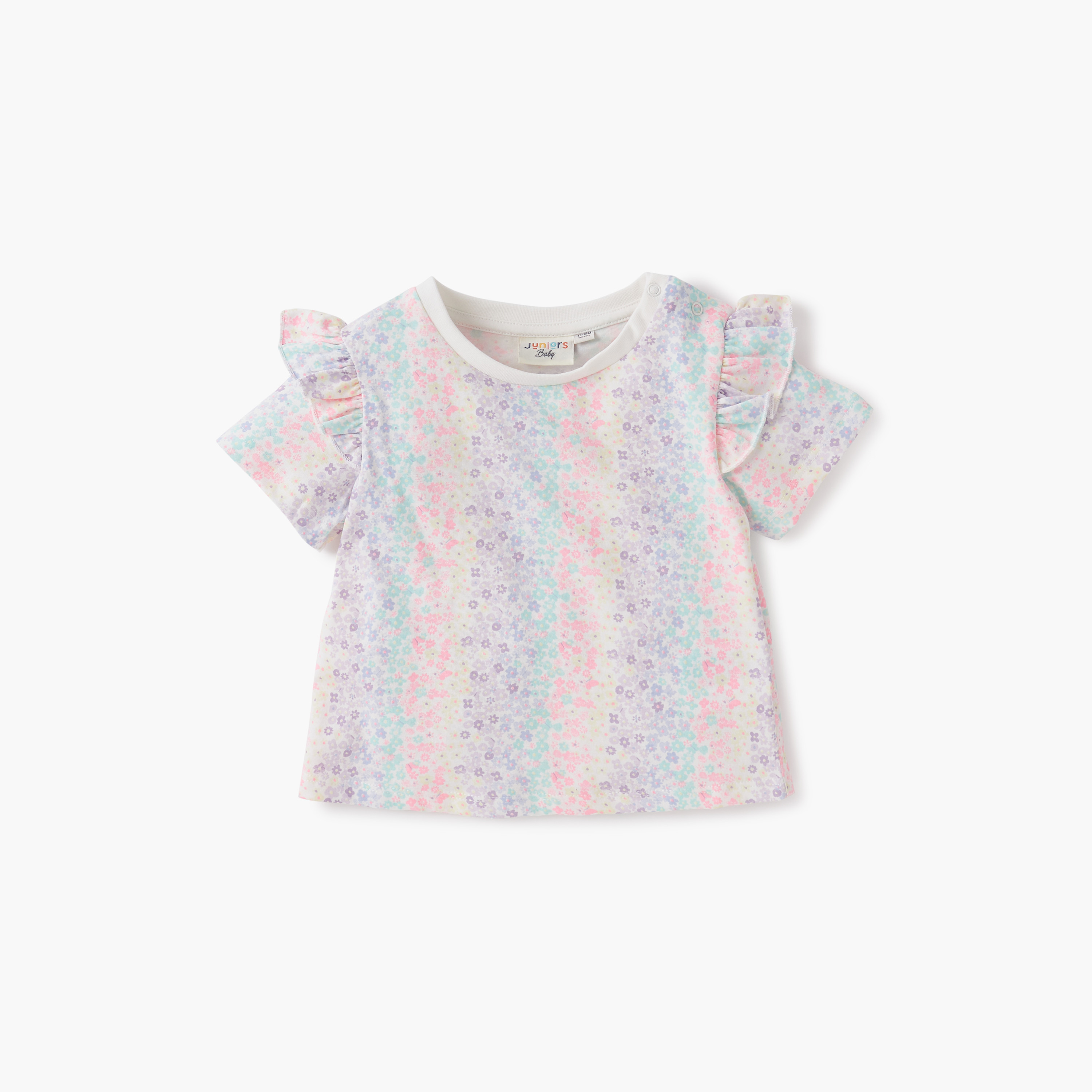 Juniors Printed Crew Neck T-shirt with Short Sleeves - Set of 2-baby-girls-clothing-tshirts-image-2