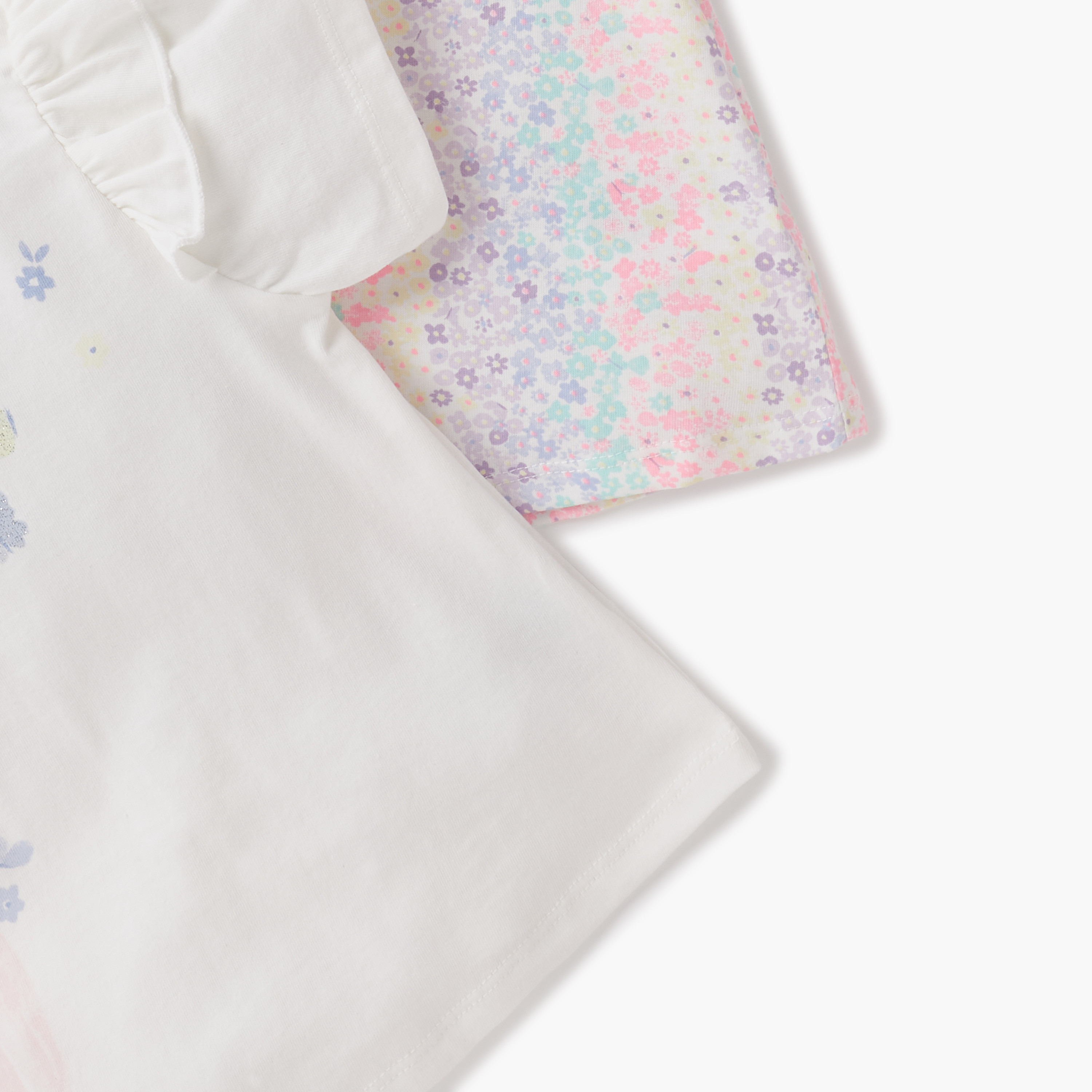 Juniors Printed Crew Neck T-shirt with Short Sleeves - Set of 2-baby-girls-clothing-tshirts-image-5
