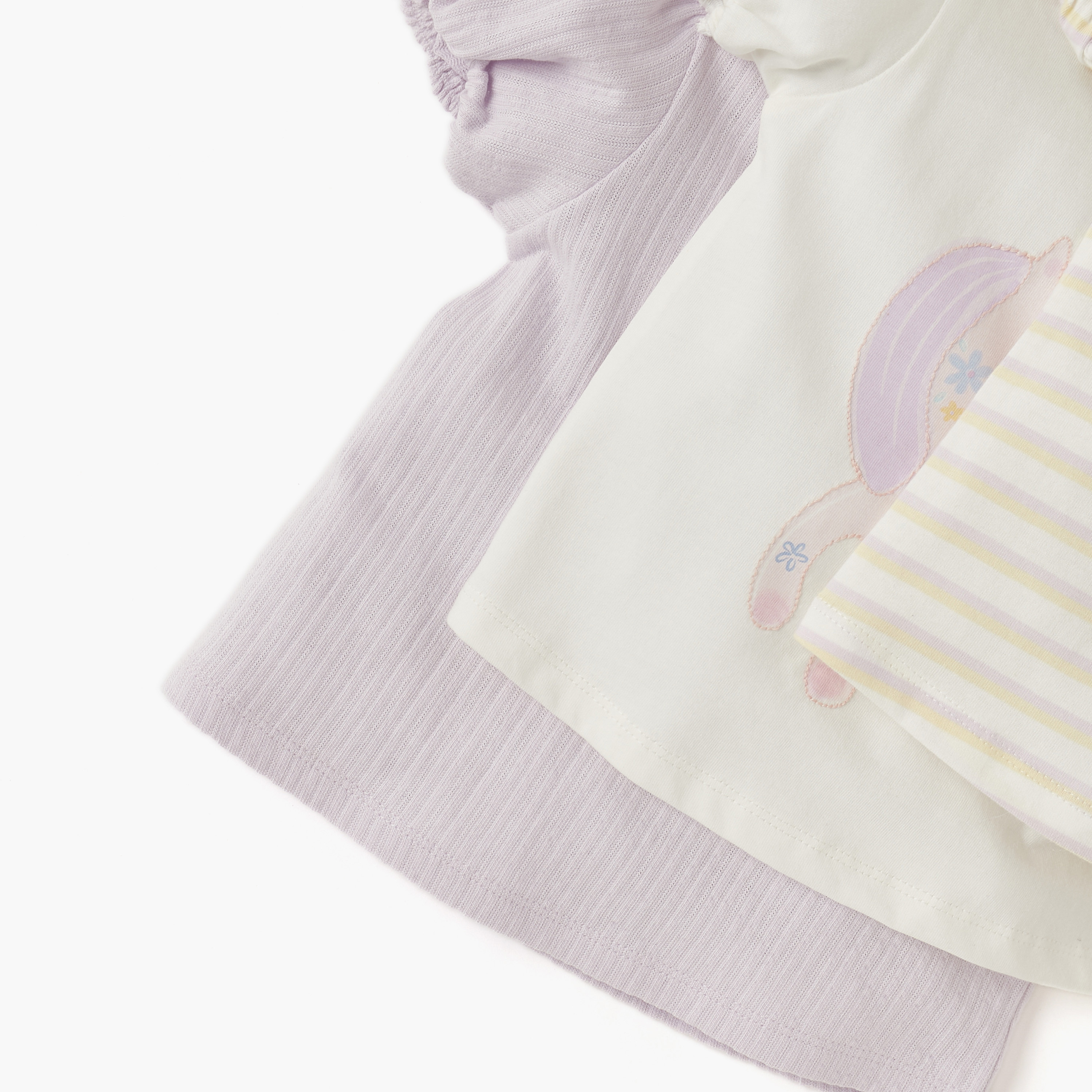 Juniors Assorted T-shirt with Puff Sleeves - Set of 3-baby-girls-clothing-tshirts-image-6