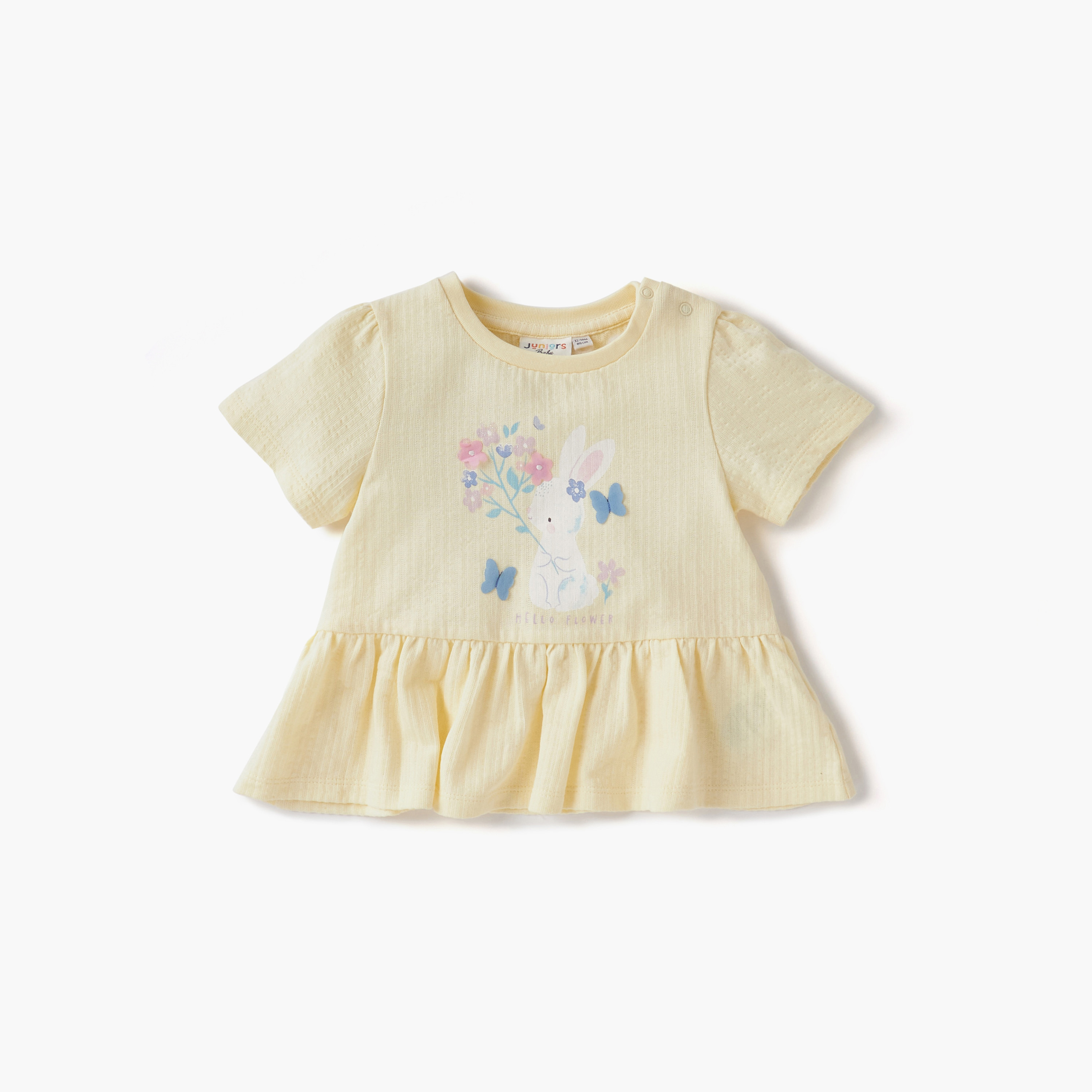 Juniors Printed Crew Neck T-shirt with Short Sleeves - Set of 2-baby-girls-clothing-tshirts-image-2