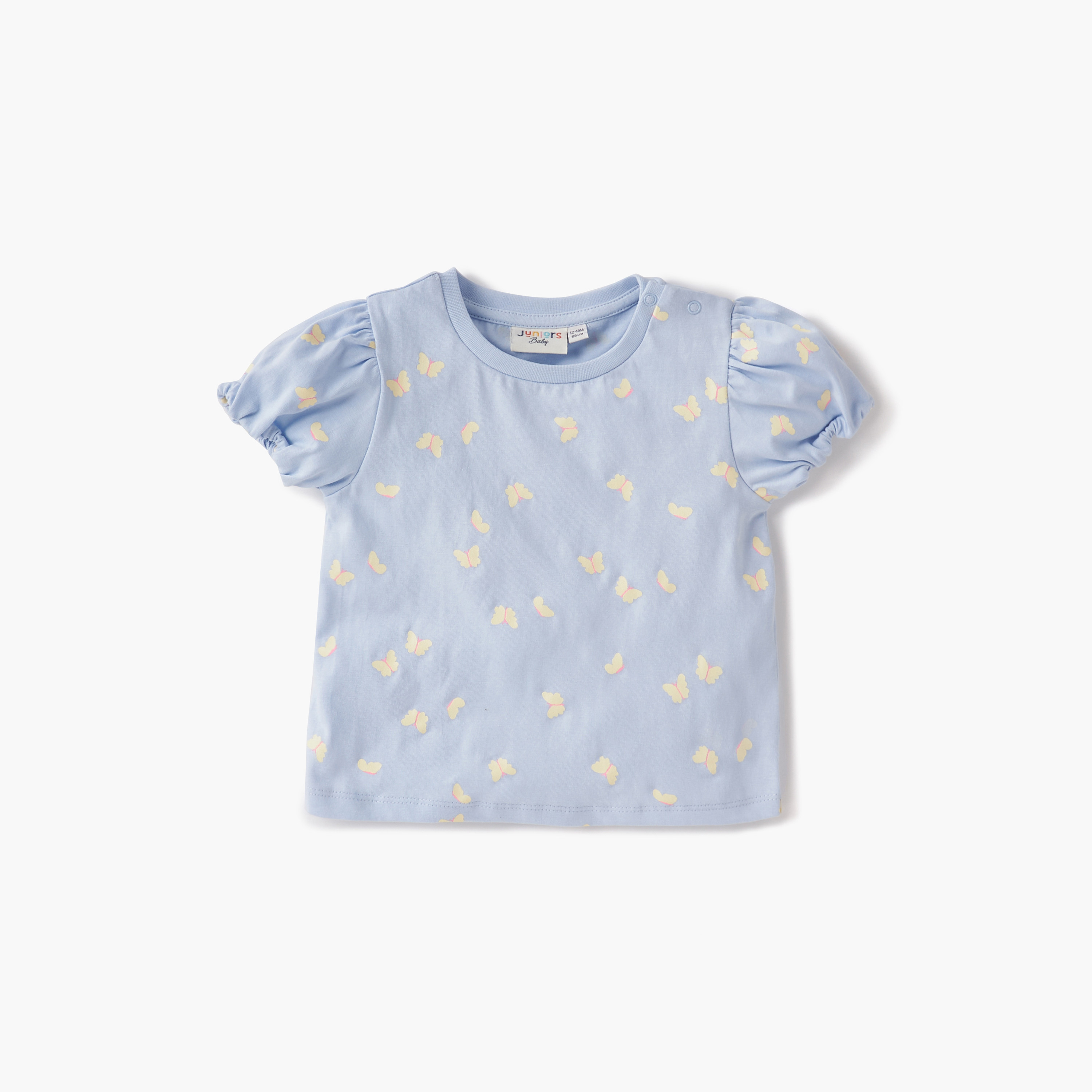 Juniors Printed Crew Neck T-shirt with Short Sleeves - Set of 2-baby-girls-clothing-tshirts-image-3