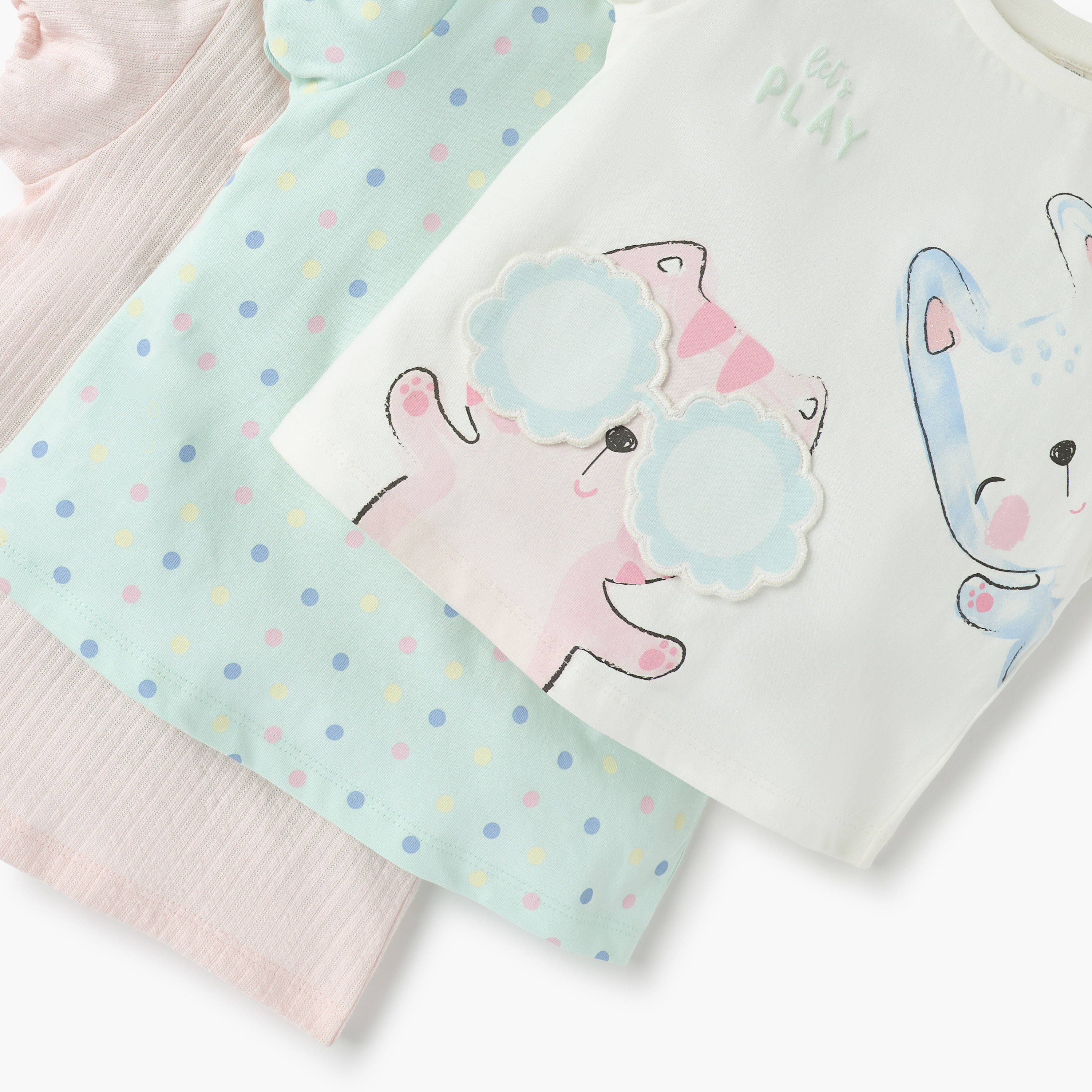 Juniors Assorted T-shirt with Short Sleeves - Set of 3-baby-girls-clothing-tshirts-image-6