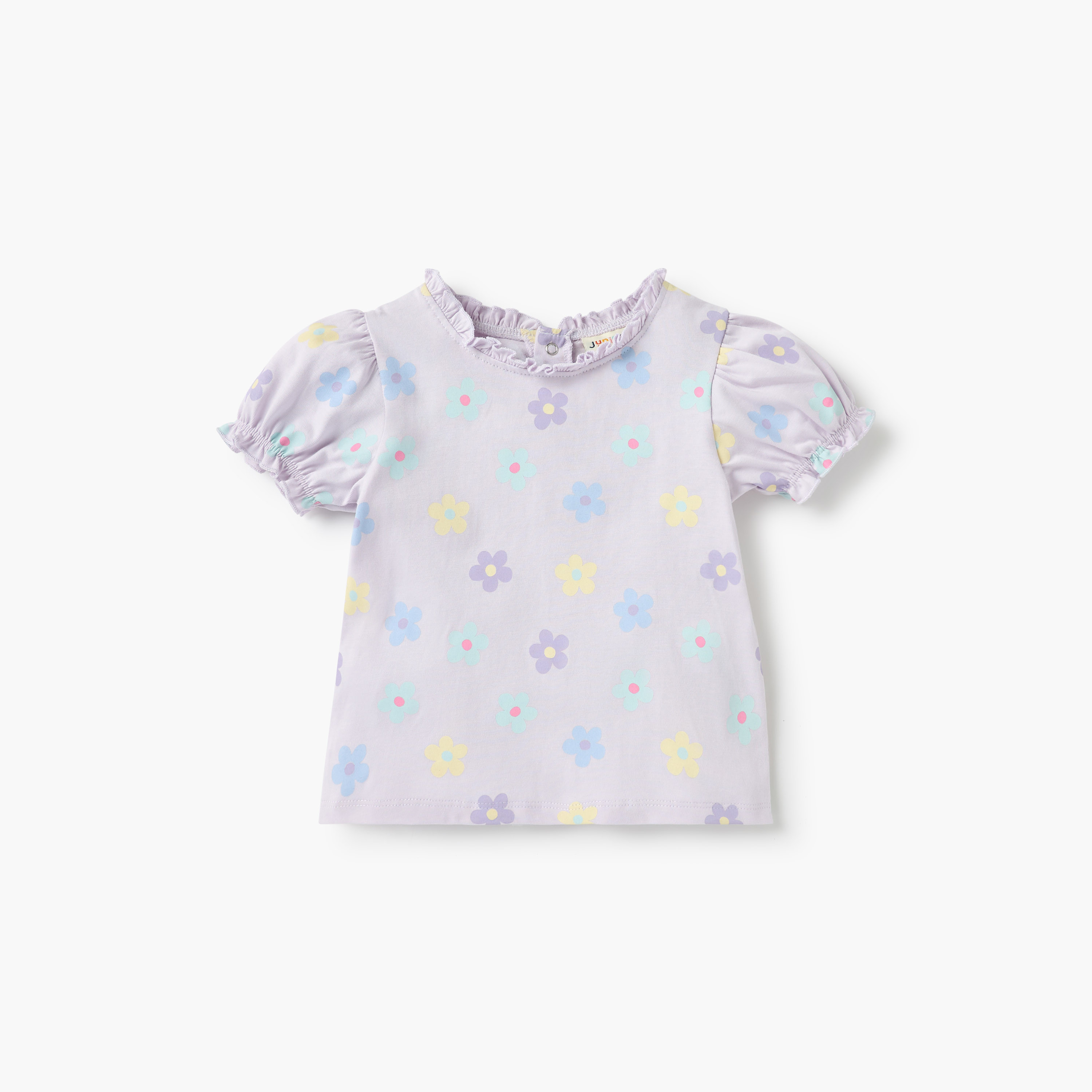 Juniors Printed T-shirt with Short Sleeves and Ruffle Detail - Set of 3-baby-girls-clothing-tshirts-image-3