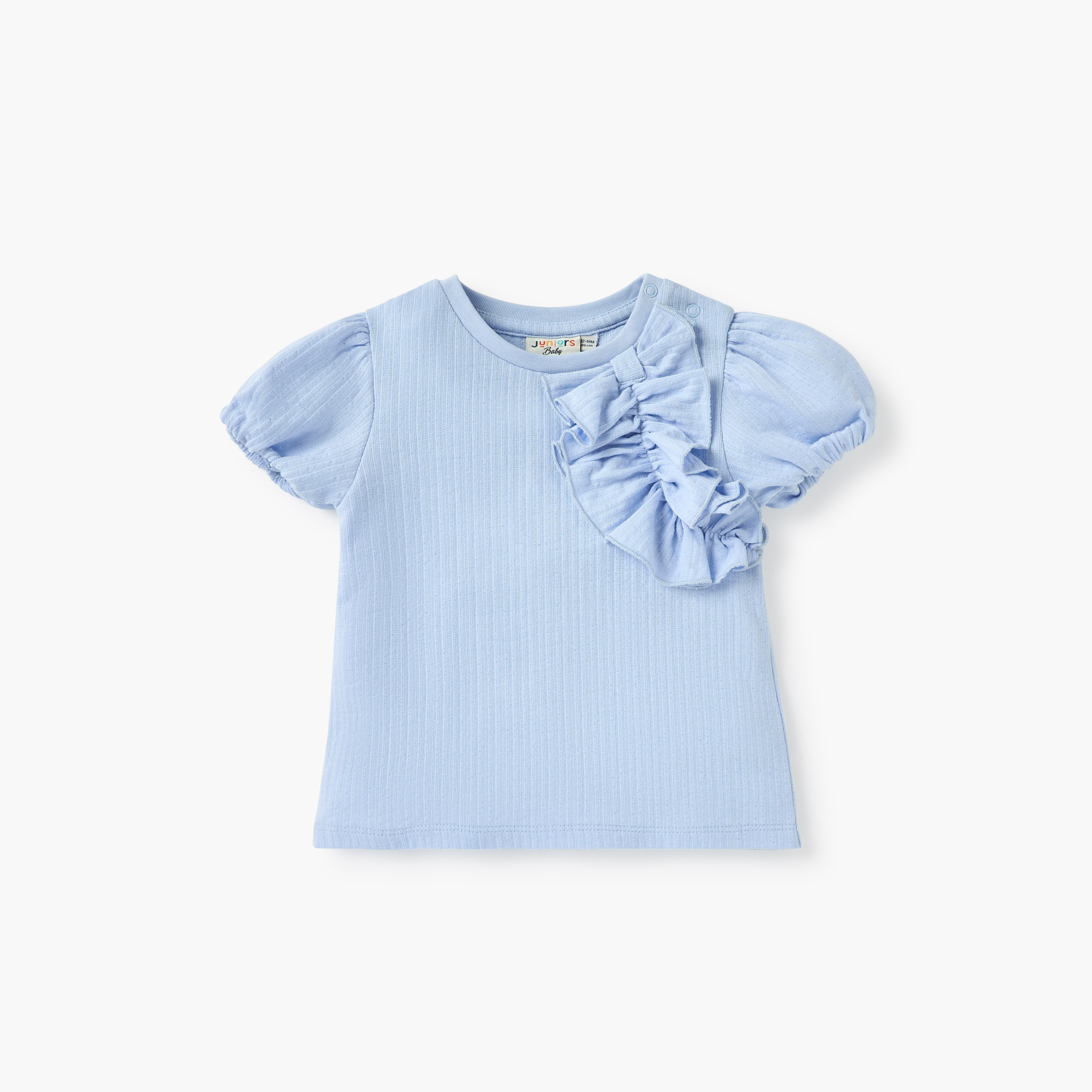 Juniors Printed T-shirt with Short Sleeves and Ruffle Detail - Set of 3-baby-girls-clothing-tshirts-image-4