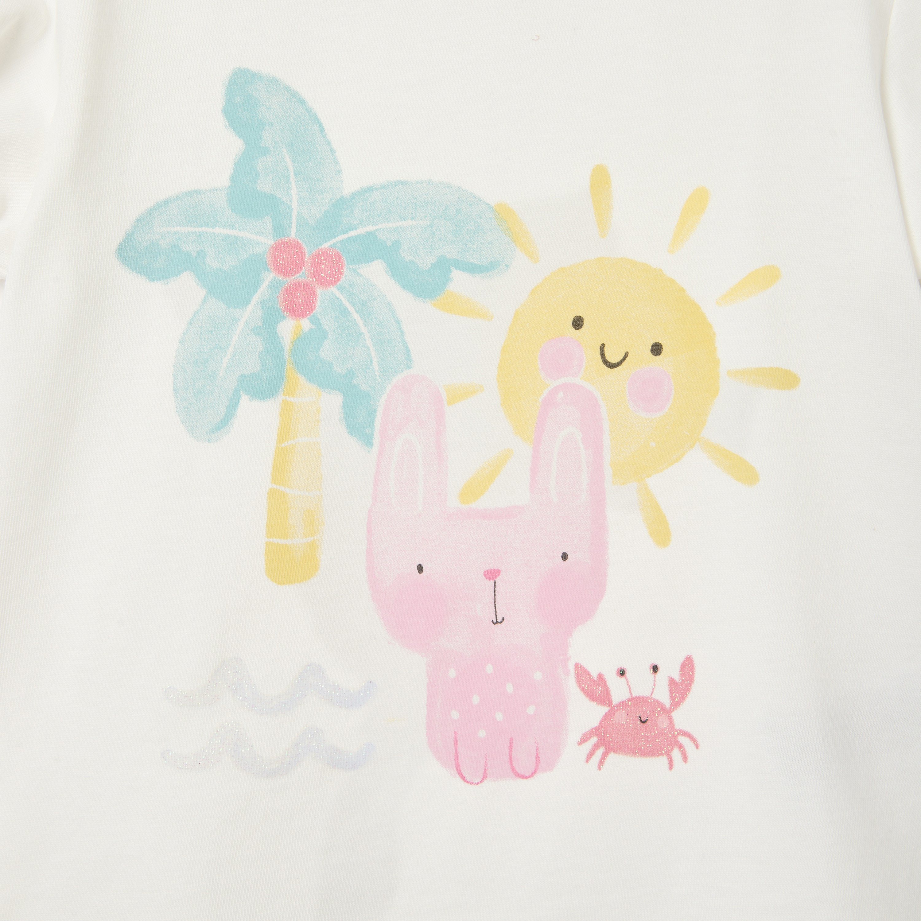 Juniors Graphic Print Crew Neck T-shirt with Puff Sleeves-baby-girls-clothing-tshirts-image-4