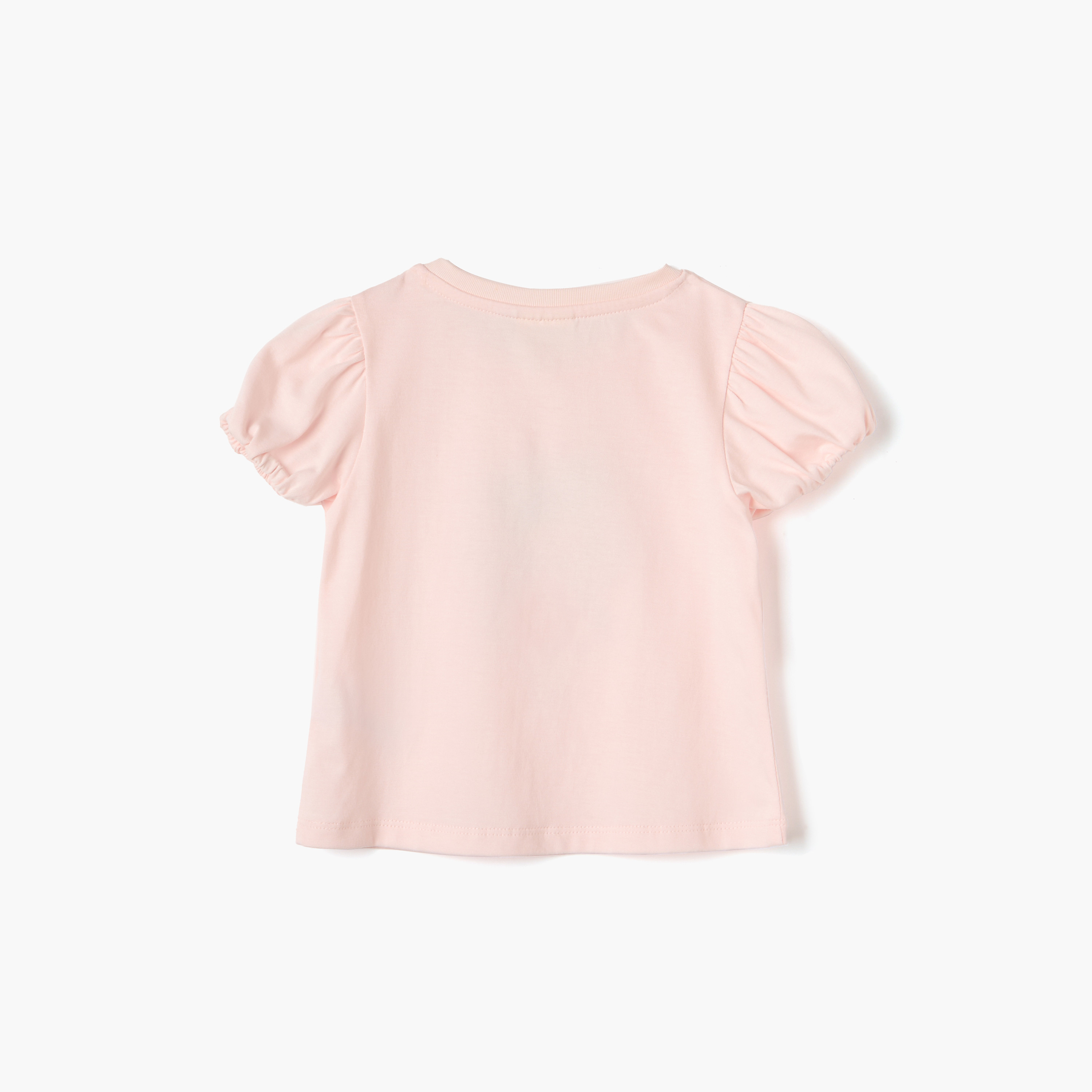 Juniors Graphic Print T-shirt with Puff Sleeves-baby-girls-clothing-tshirts-image-2