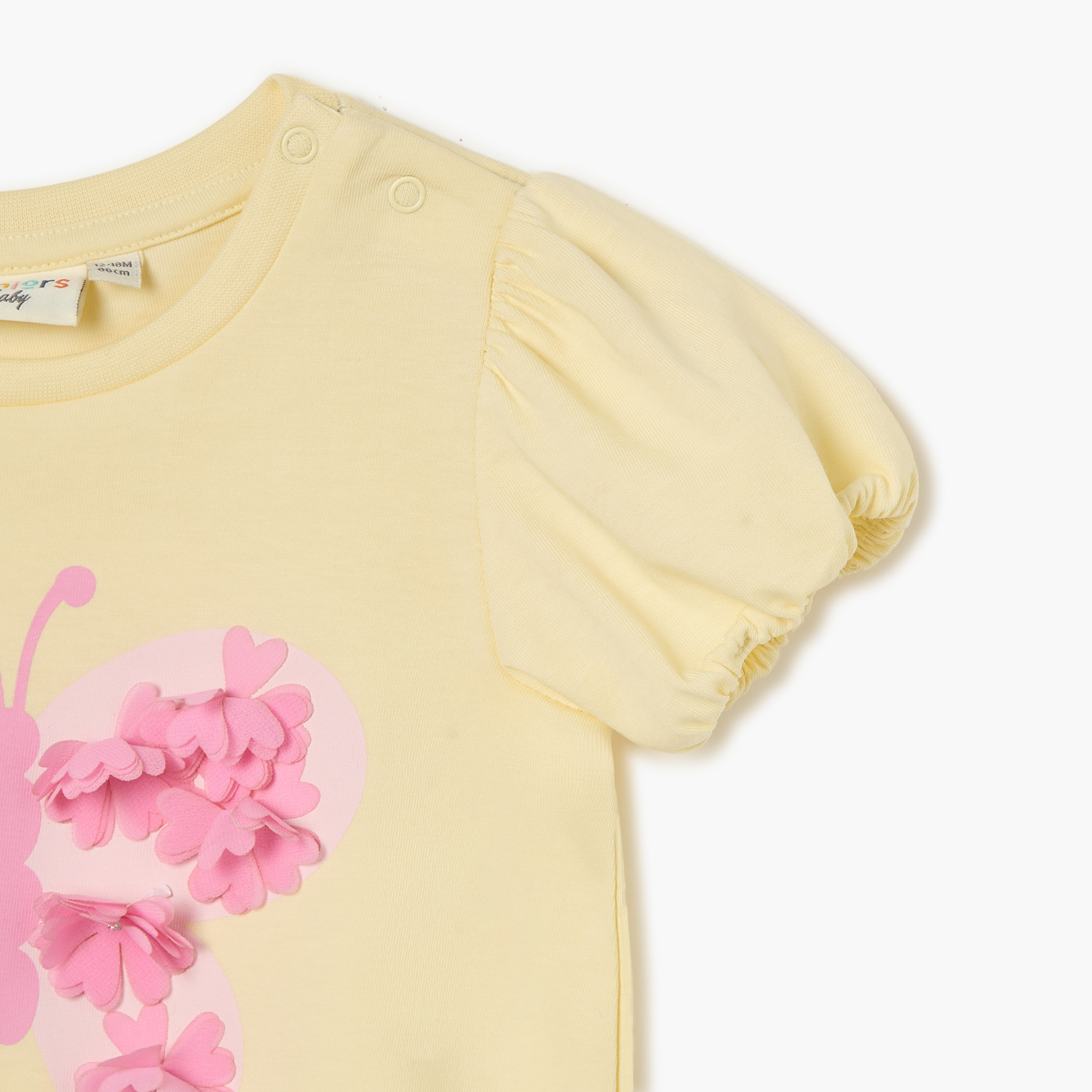 Juniors Floral Applique T-shirt with Short Sleeves-baby-girls-clothing-tshirts-image-3