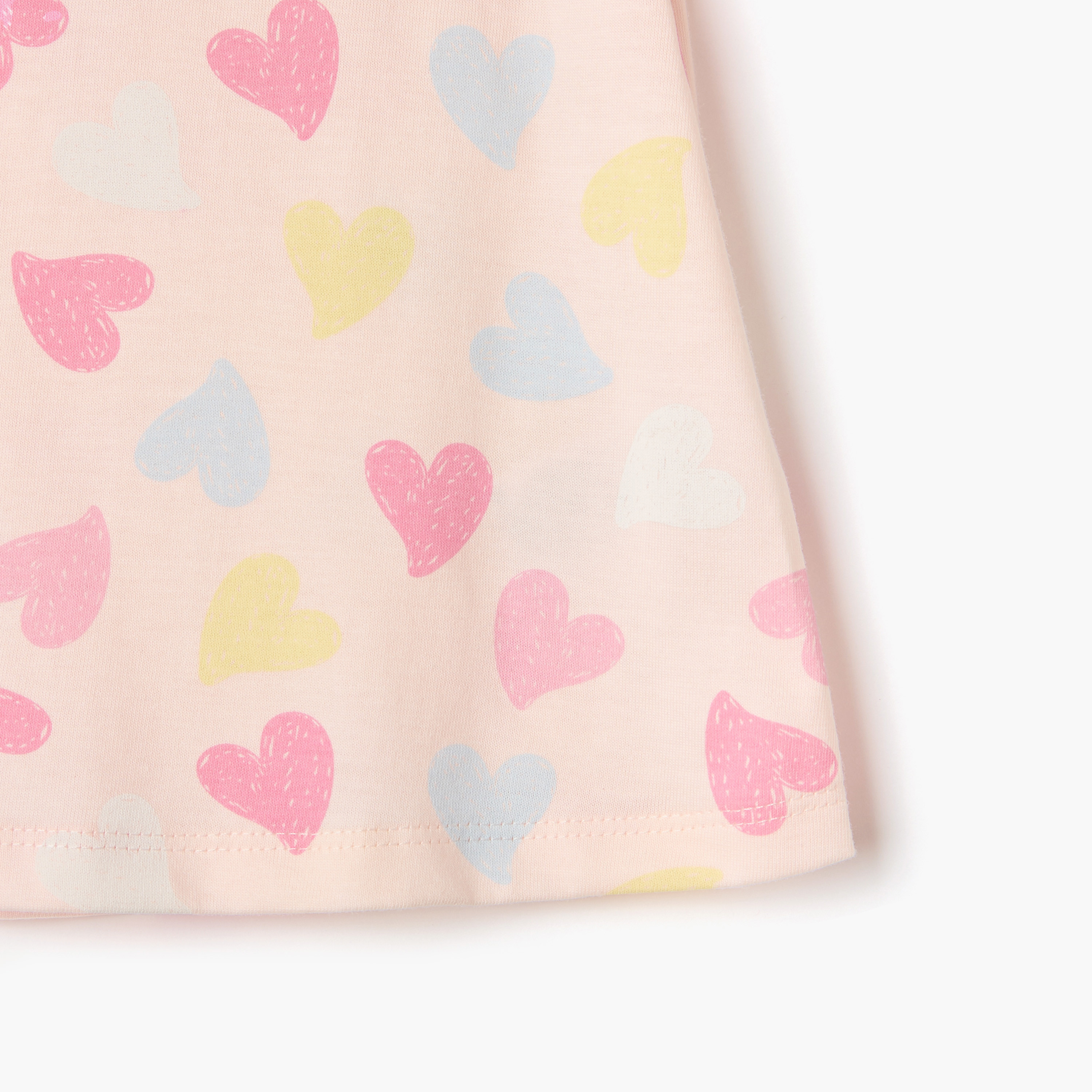 Juniors Heart Print T-shirt with Short Sleeves-baby-girls-clothing-tshirts-image-4