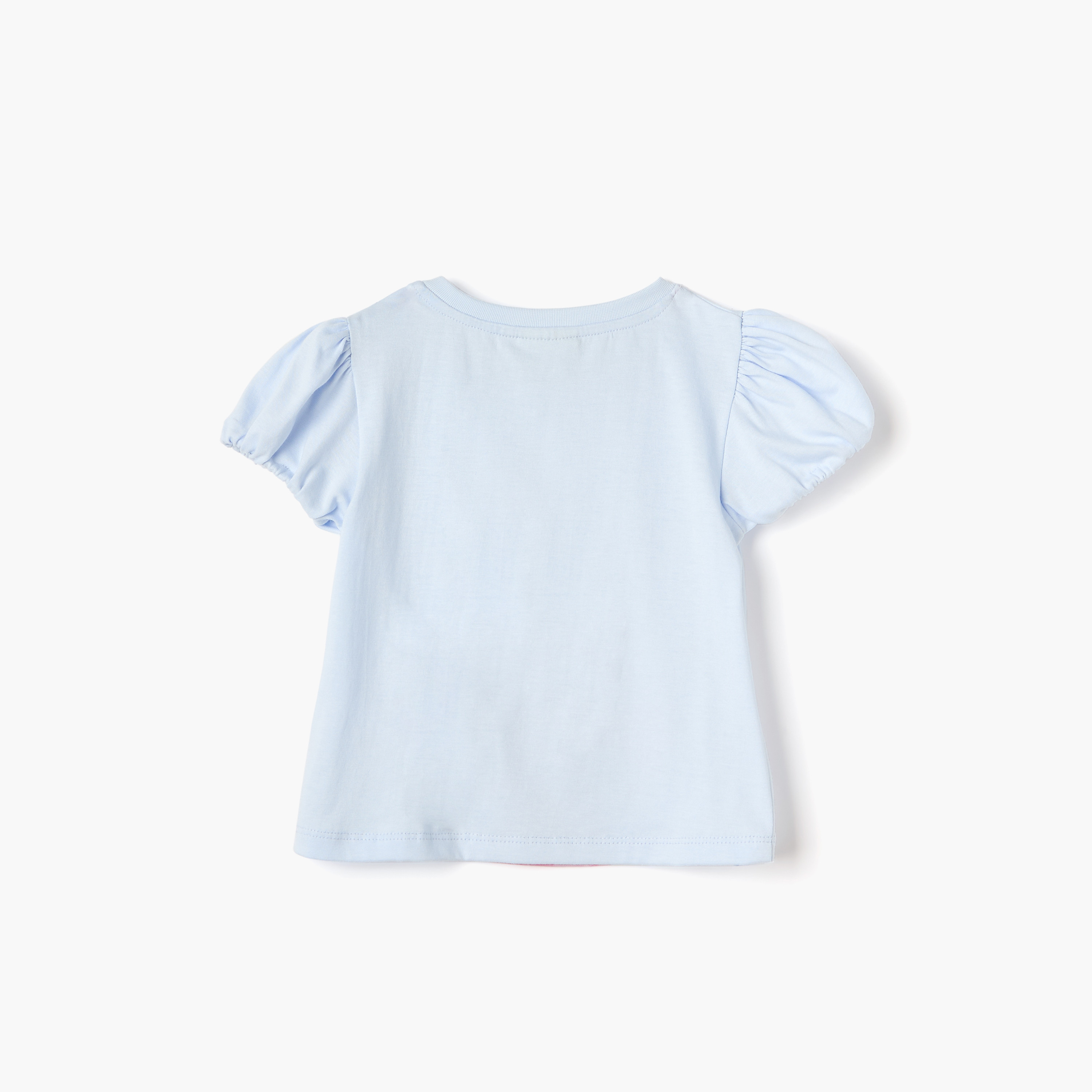 Juniors Bunny Print T-shirt with Short Sleeves-baby-girls-clothing-tshirts-image-2