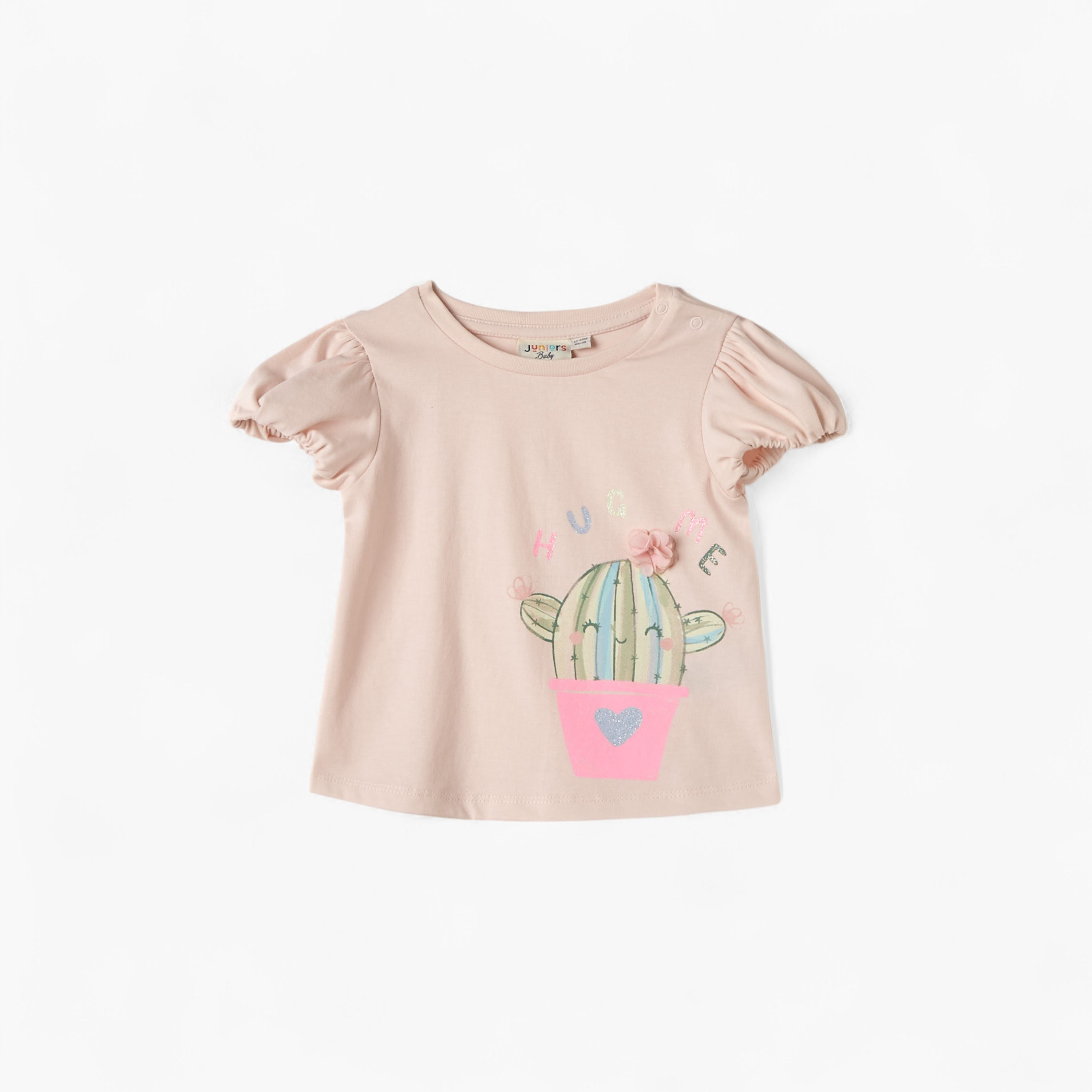 Juniors Cactus Print T-shirt with Short Sleeves-baby-girls-clothing-tshirts-image-1