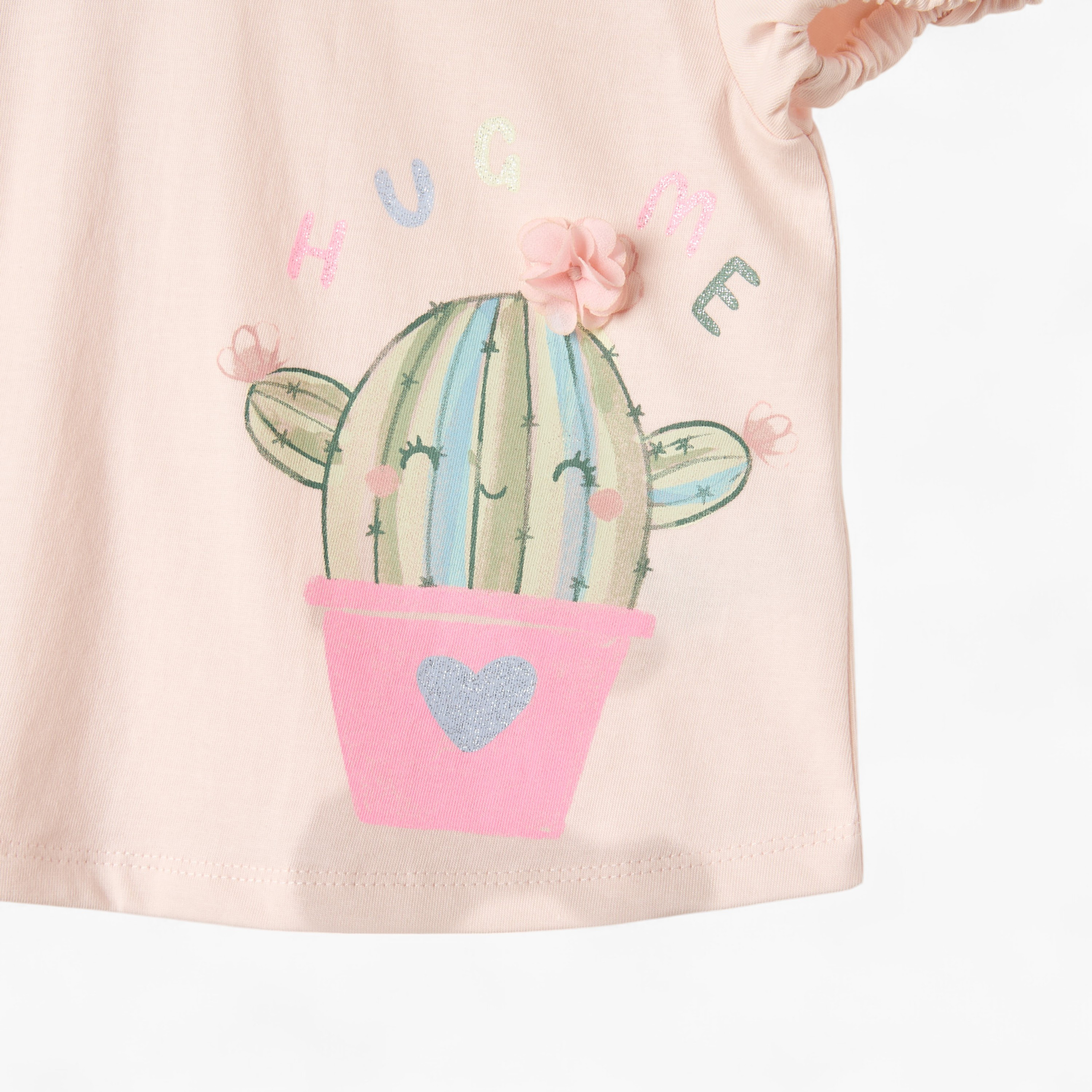 Juniors Cactus Print T-shirt with Short Sleeves-baby-girls-clothing-tshirts-image-4