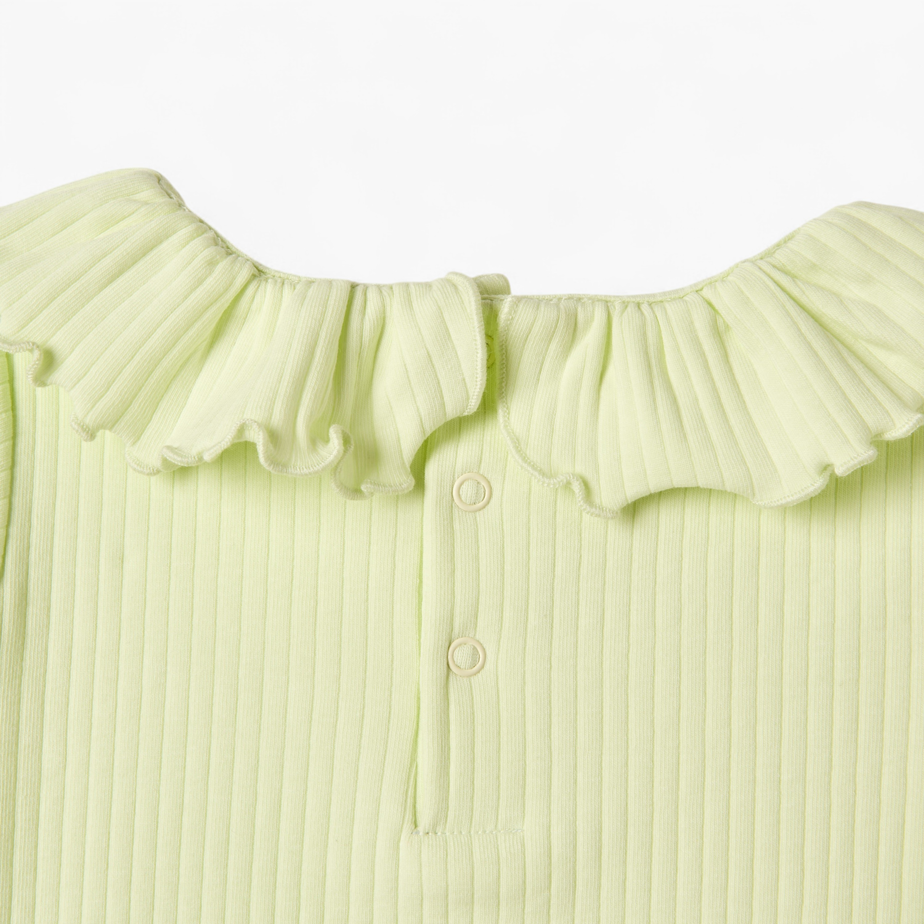 Juniors Ribbed Top with Ruffle Detail and Short Sleeves-baby-girls-clothing-tshirts-image-4