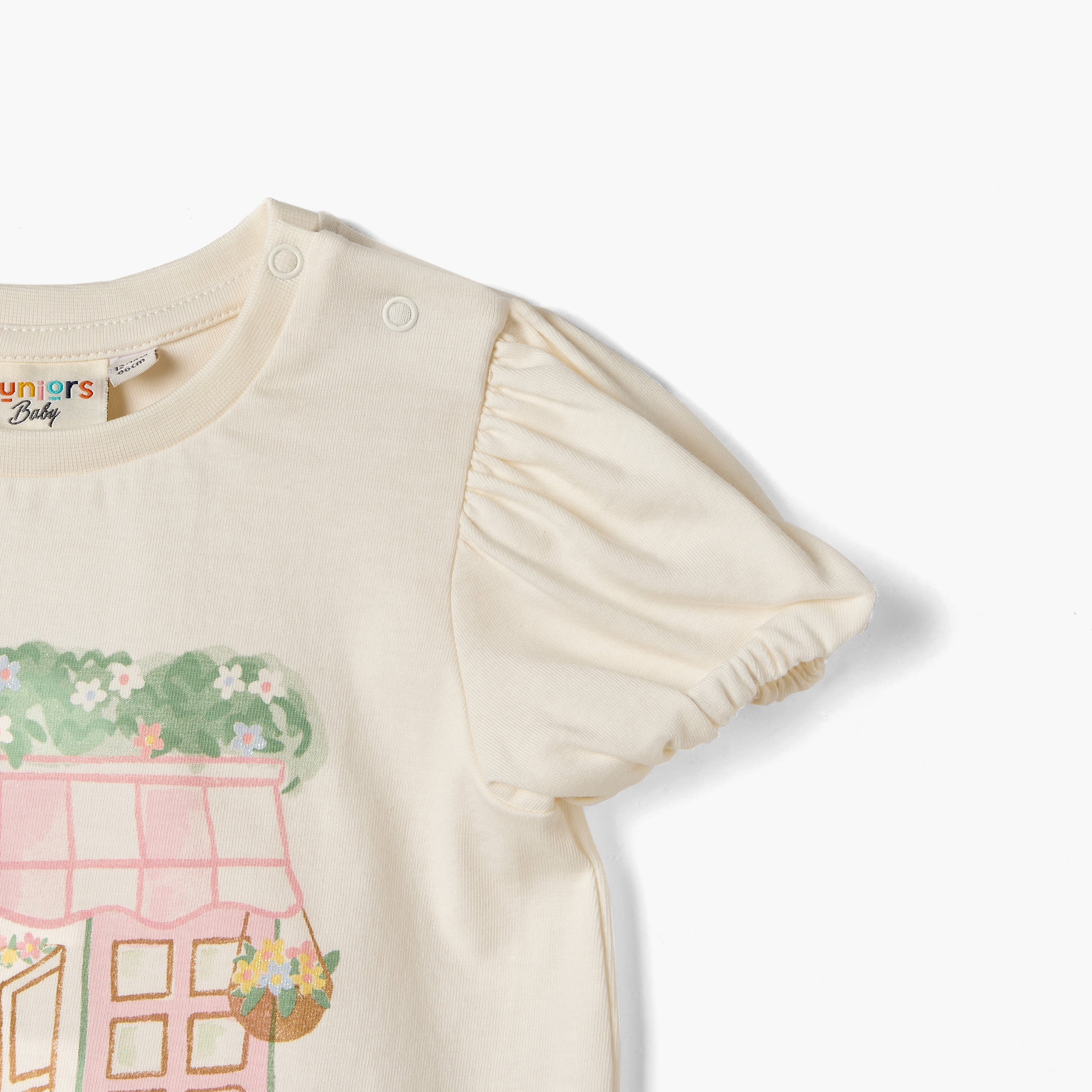 Juniors Printed T-shirt with Short Sleeves-baby-girls-clothing-tshirts-image-3