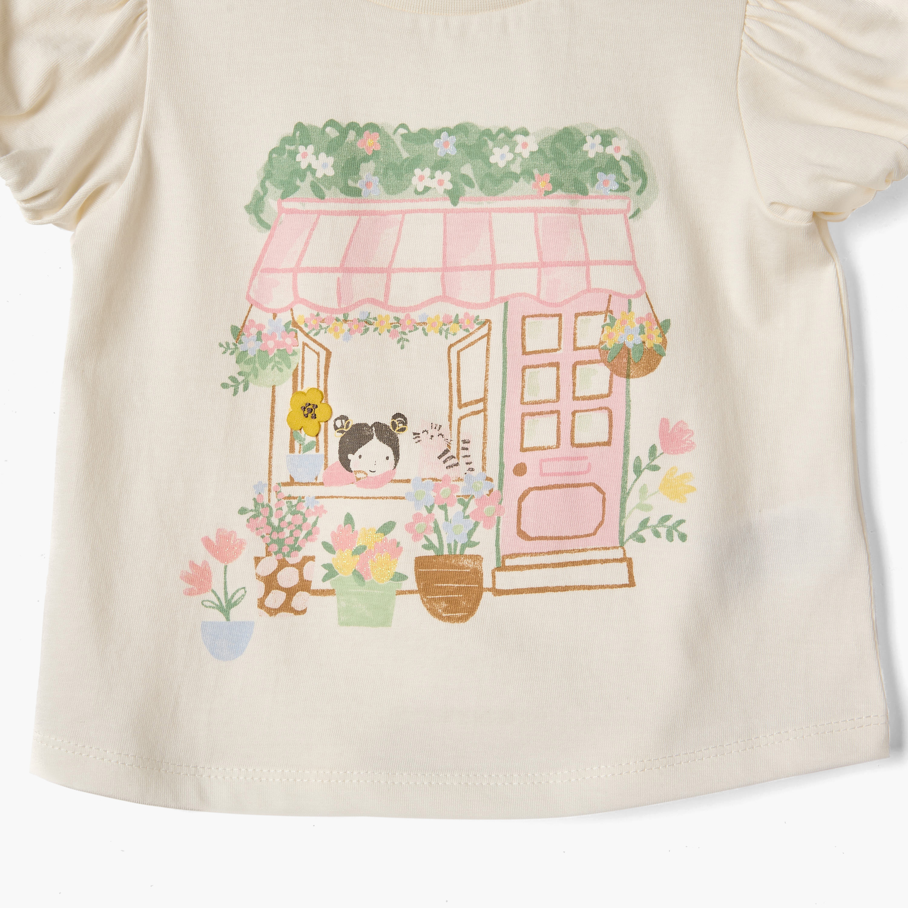 Juniors Printed T-shirt with Short Sleeves-baby-girls-clothing-tshirts-image-4