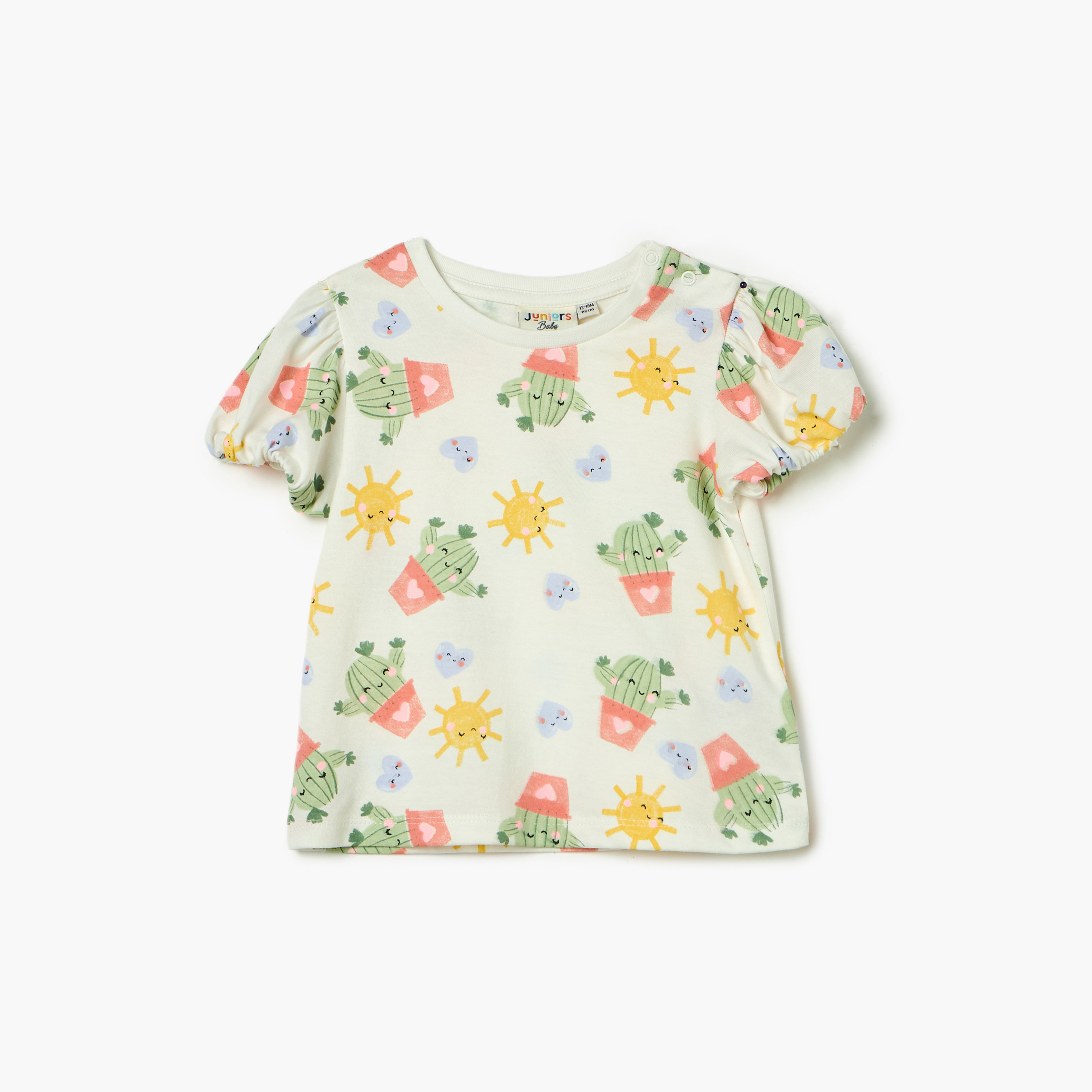 Juniors Printed T-shirt with Short Sleeves-baby-girls-clothing-tshirts-image-1