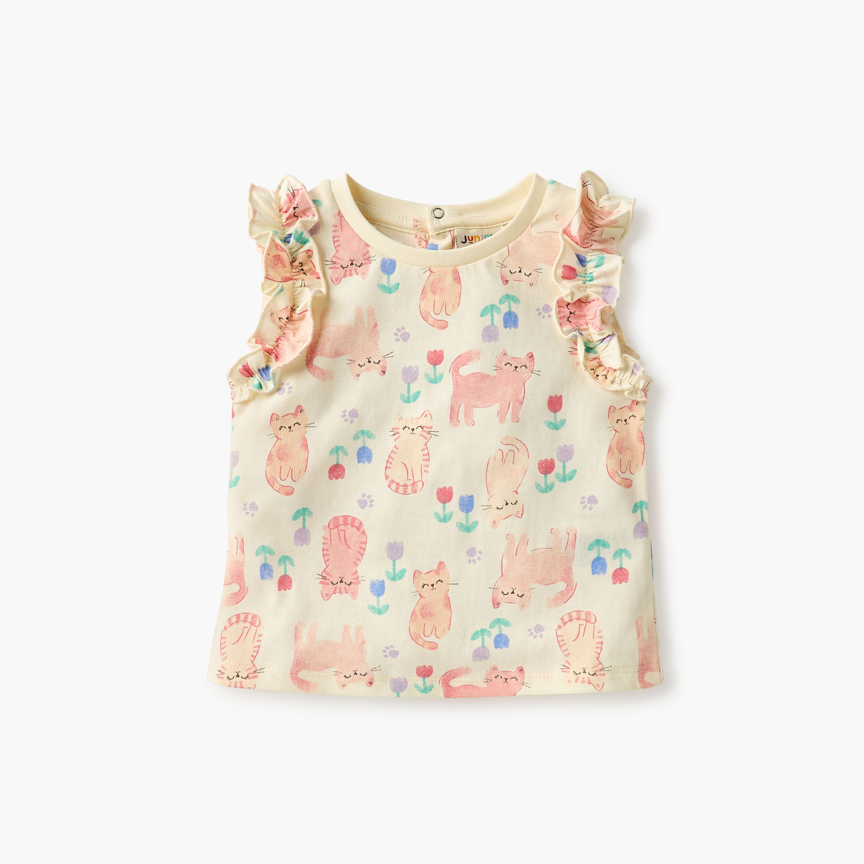 تيشيرتات بطبعات مع ياقة مستديرة من جونيورز - طقم 3 قطع-baby-girls-clothing-tshirts-image-4