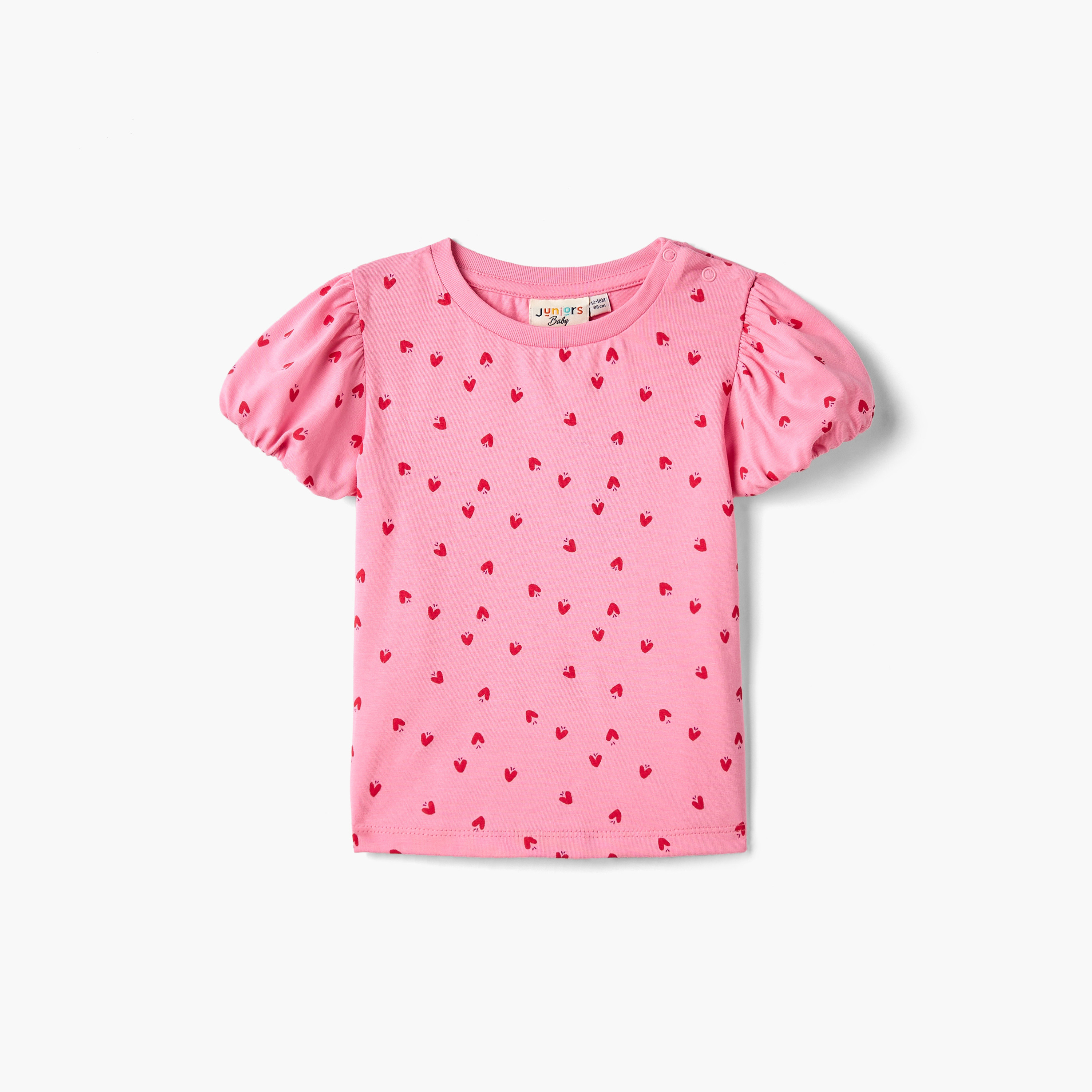 تيشيرت بطبعات قلب وأكمام منفوخة من جونيورز-baby-girls-clothing-tshirts-image-1