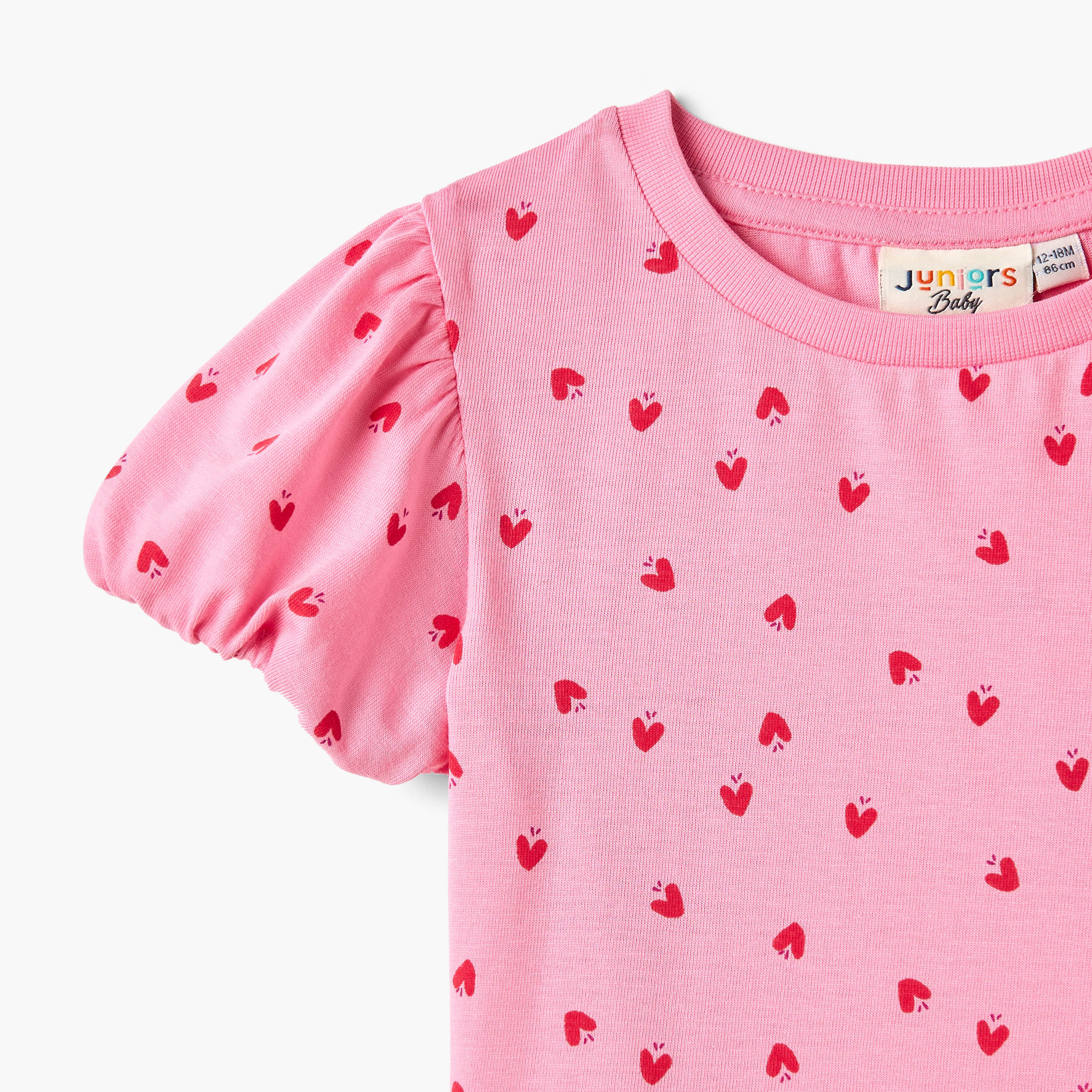 Buy Juniors All-Over Heart Print T-shirt with Balloon