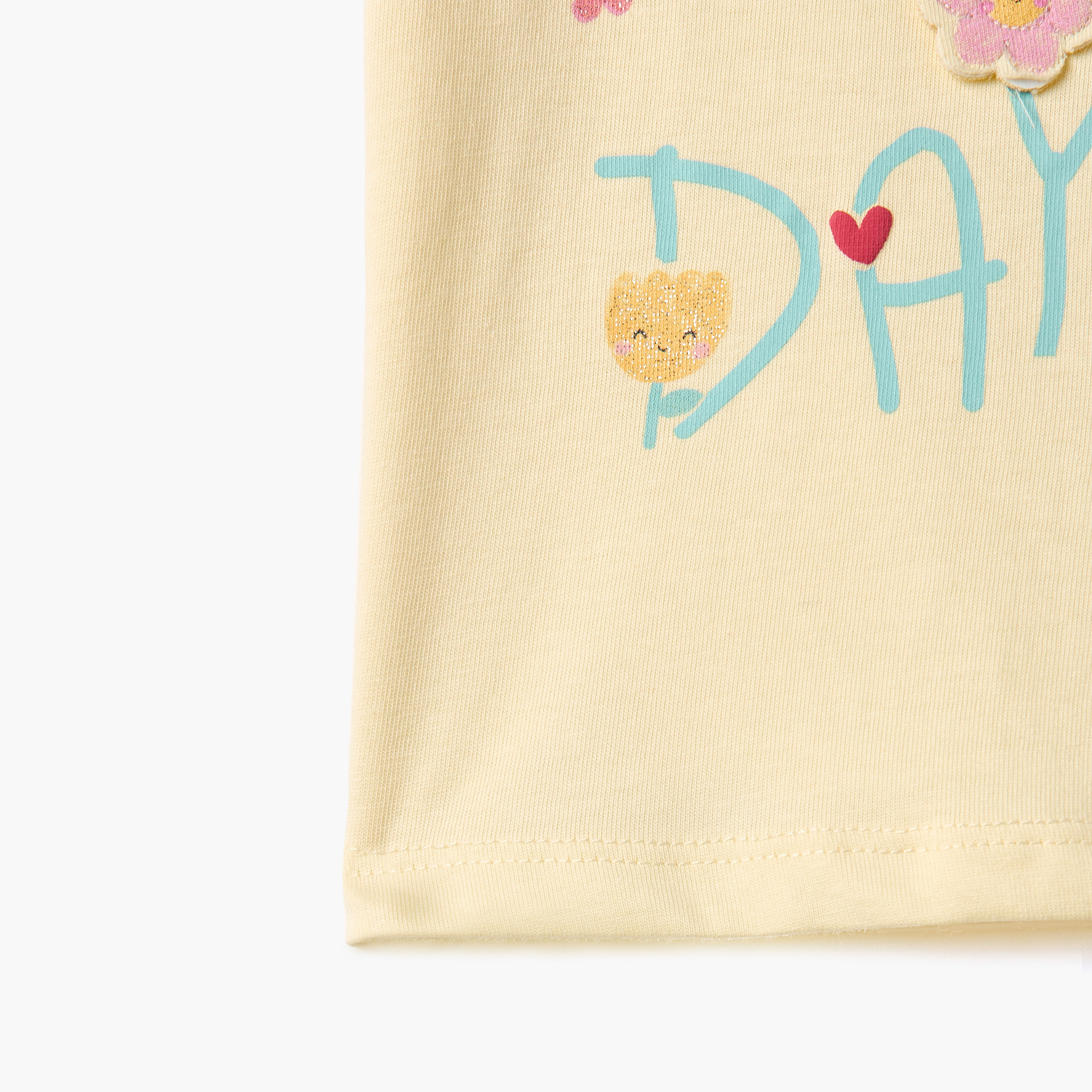 Juniors Graphic Print T-shirt with Puff Sleeves-baby-girls-clothing-tshirts-image-4
