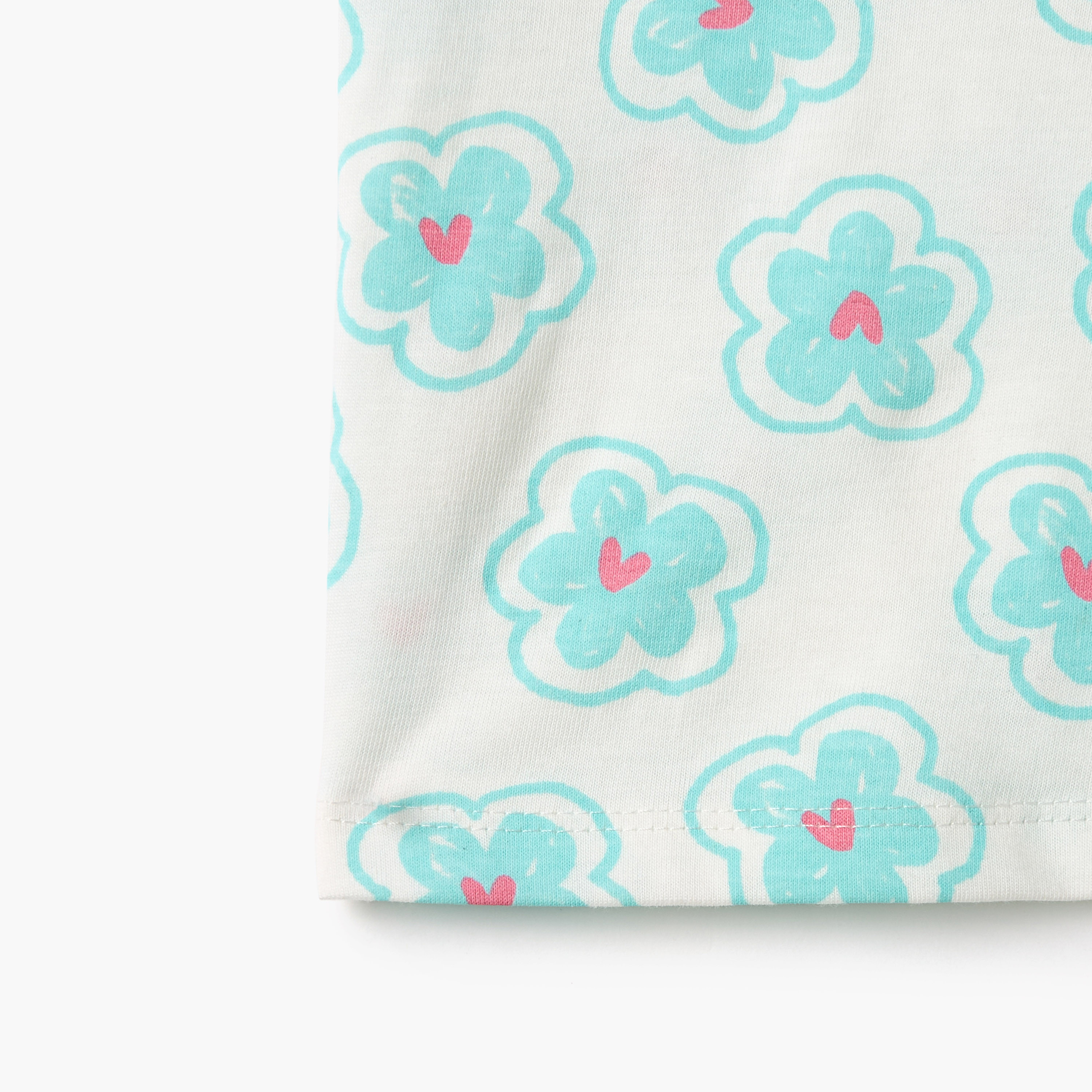 Juniors All-Over Floral Print T-shirt with Puff Sleeves-baby-girls-clothing-tshirts-image-4
