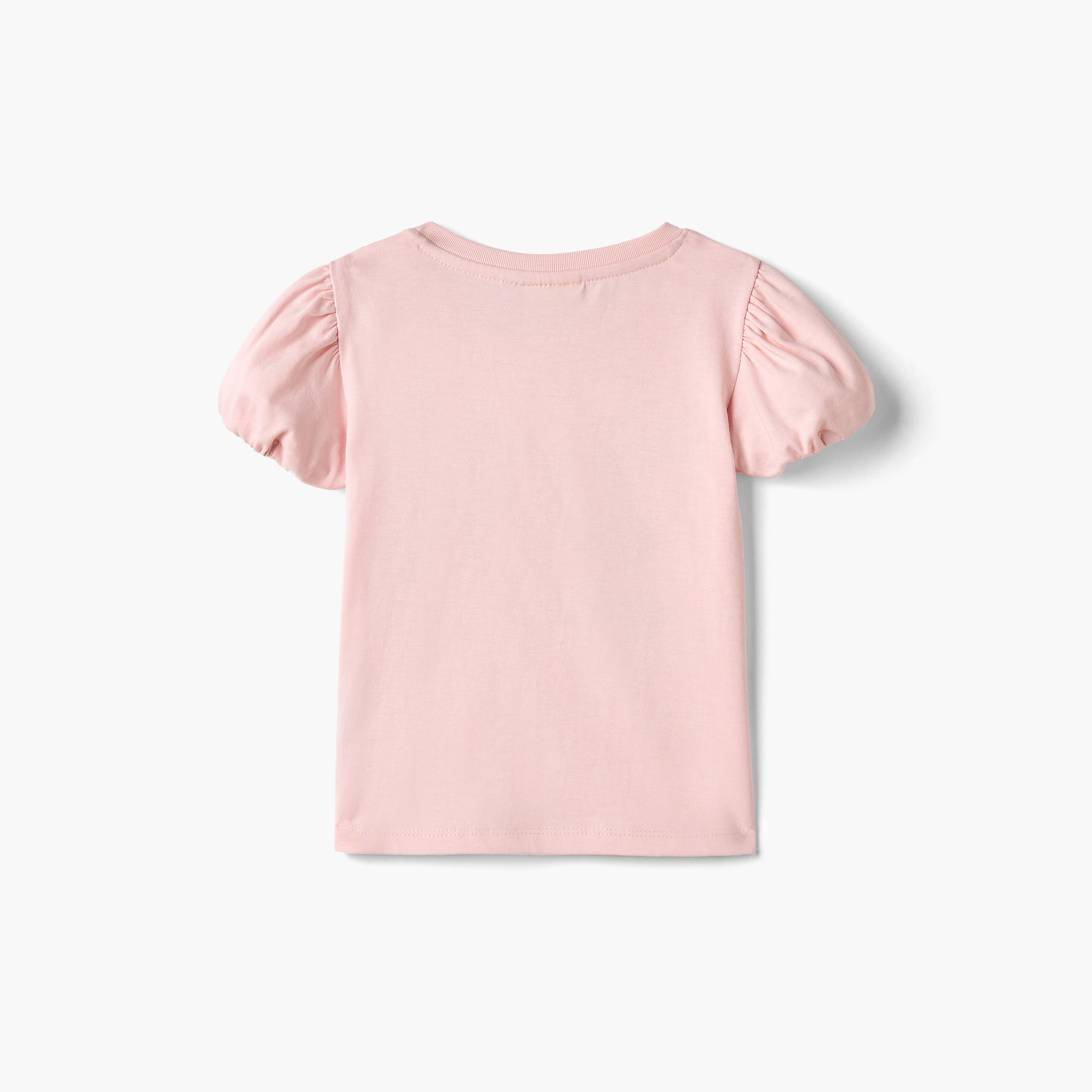 Juniors Heart Print T-shirt with Balloon Sleeves-baby-girls-clothing-tshirts-image-2