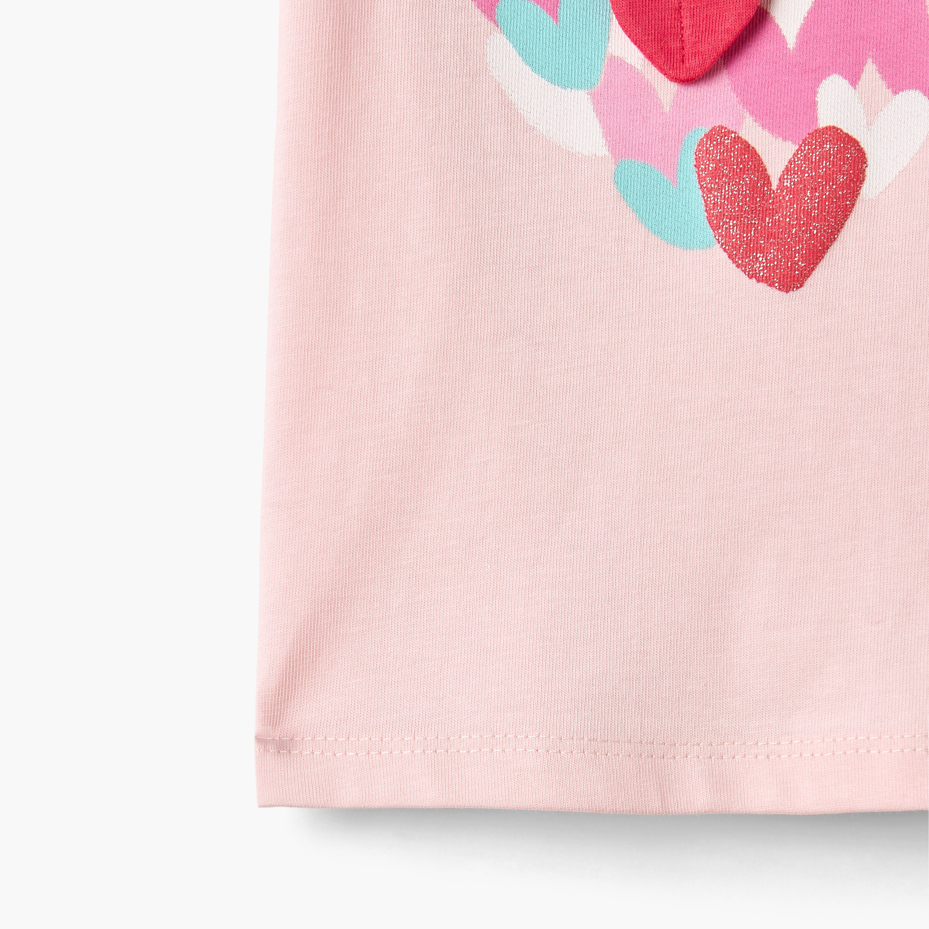 Juniors Heart Print T-shirt with Balloon Sleeves-baby-girls-clothing-tshirts-image-5