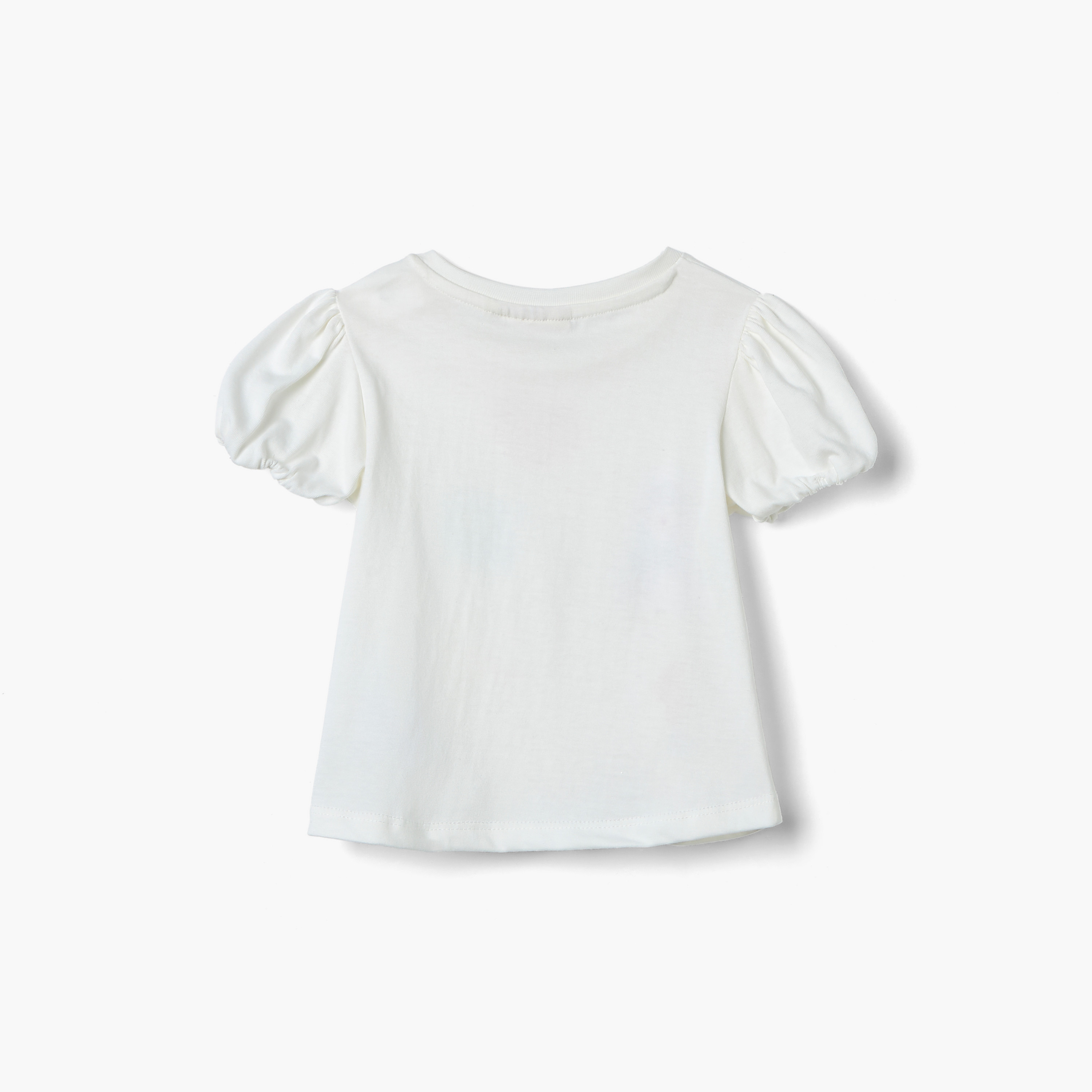 Juniors Printed T-shirt with Balloon Sleeves-baby-girls-clothing-tshirts-image-2