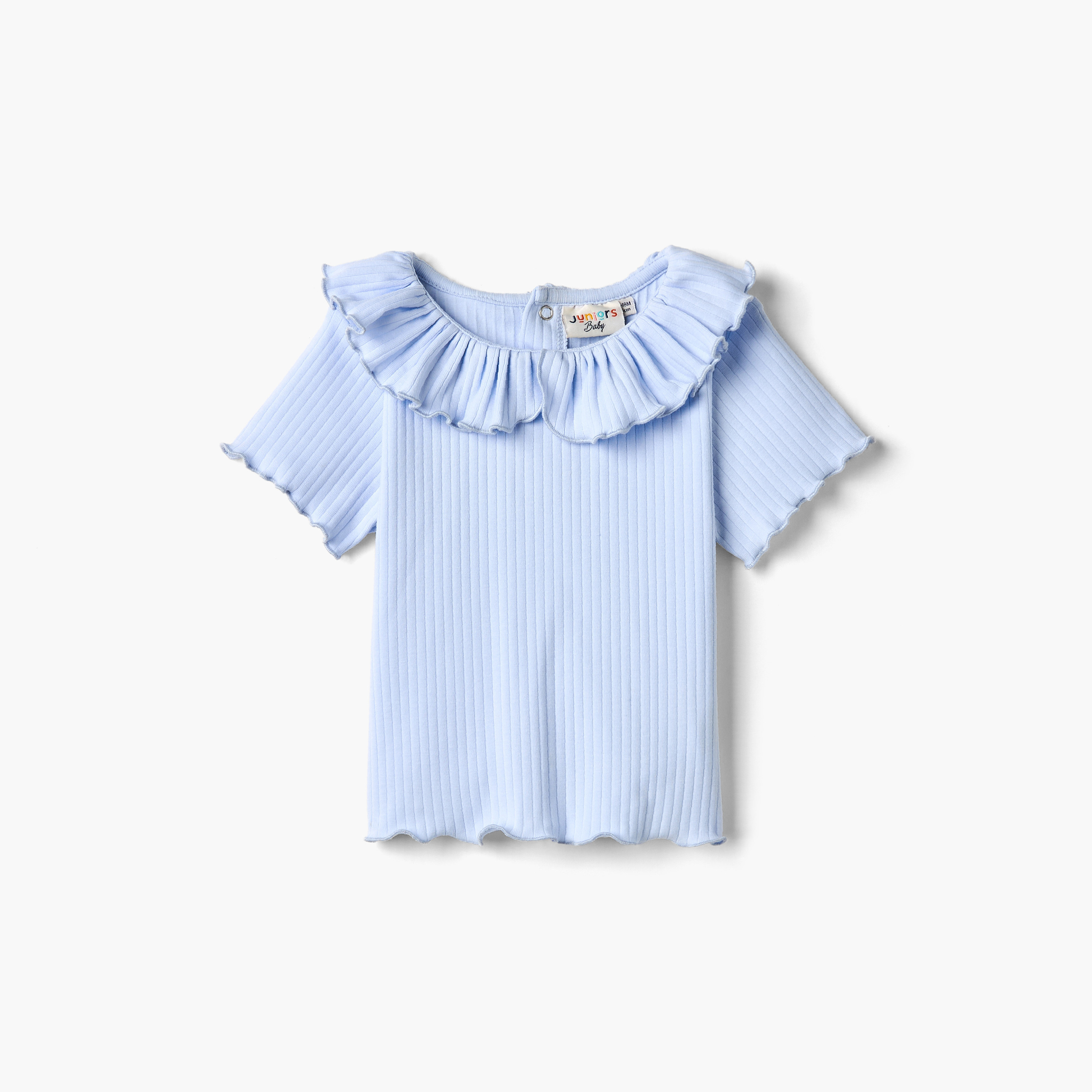 Juniors Ribbed T-shirt with Ruffled Neck and Lettuce Trim-baby-girls-clothing-tshirts-image-1