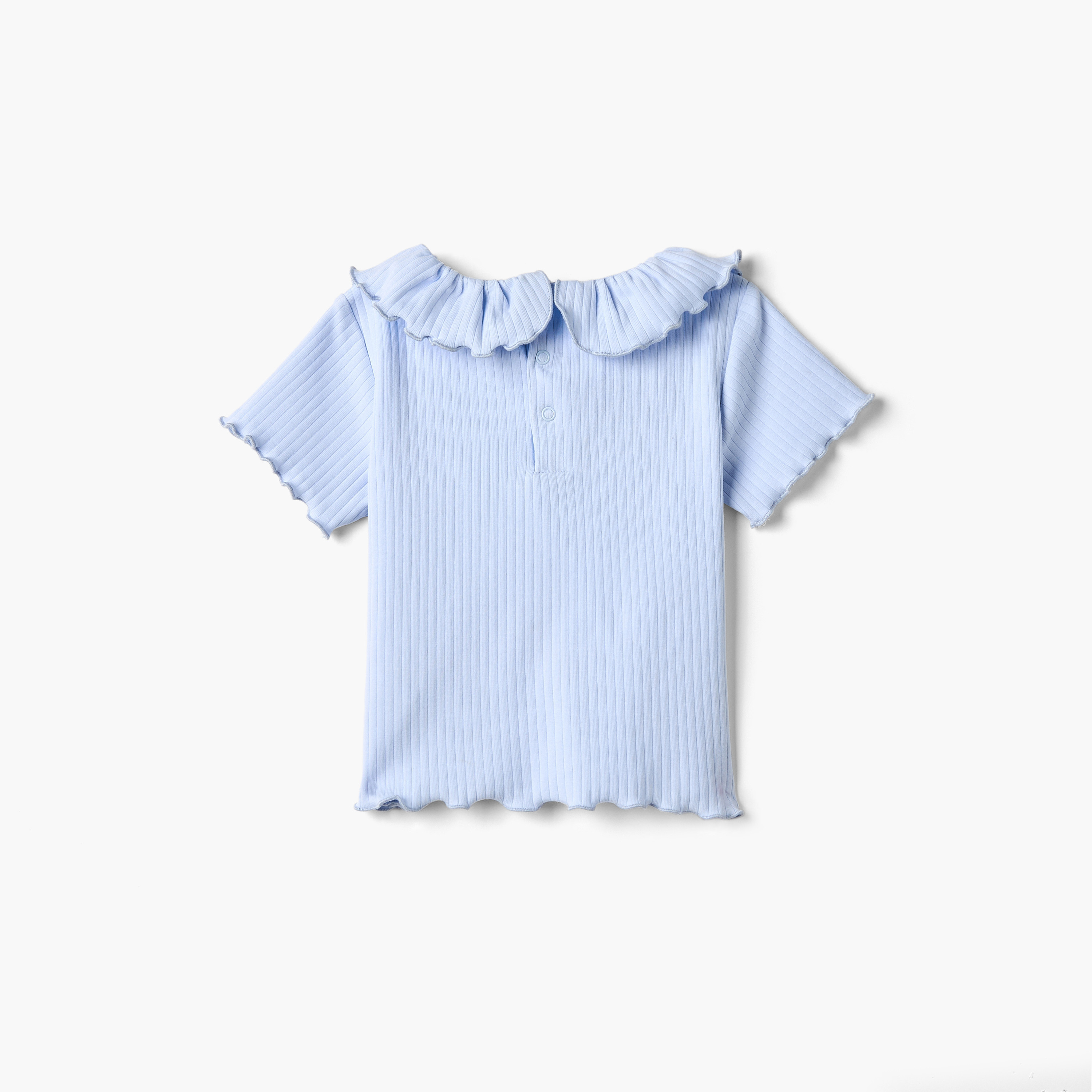Juniors Ribbed T-shirt with Ruffled Neck and Lettuce Trim-baby-girls-clothing-tshirts-image-2