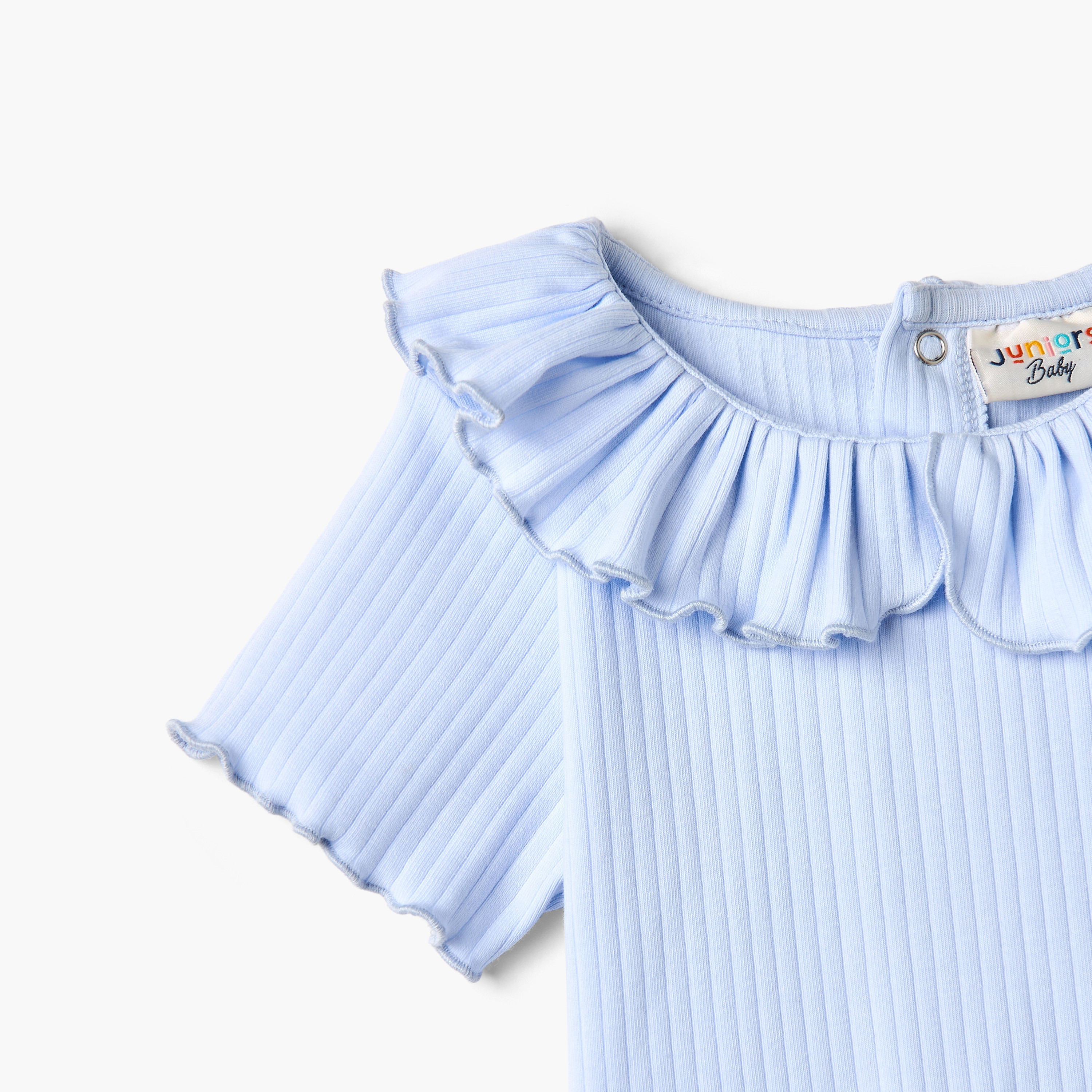 Juniors Ribbed T-shirt with Ruffled Neck and Lettuce Trim-baby-girls-clothing-tshirts-image-3