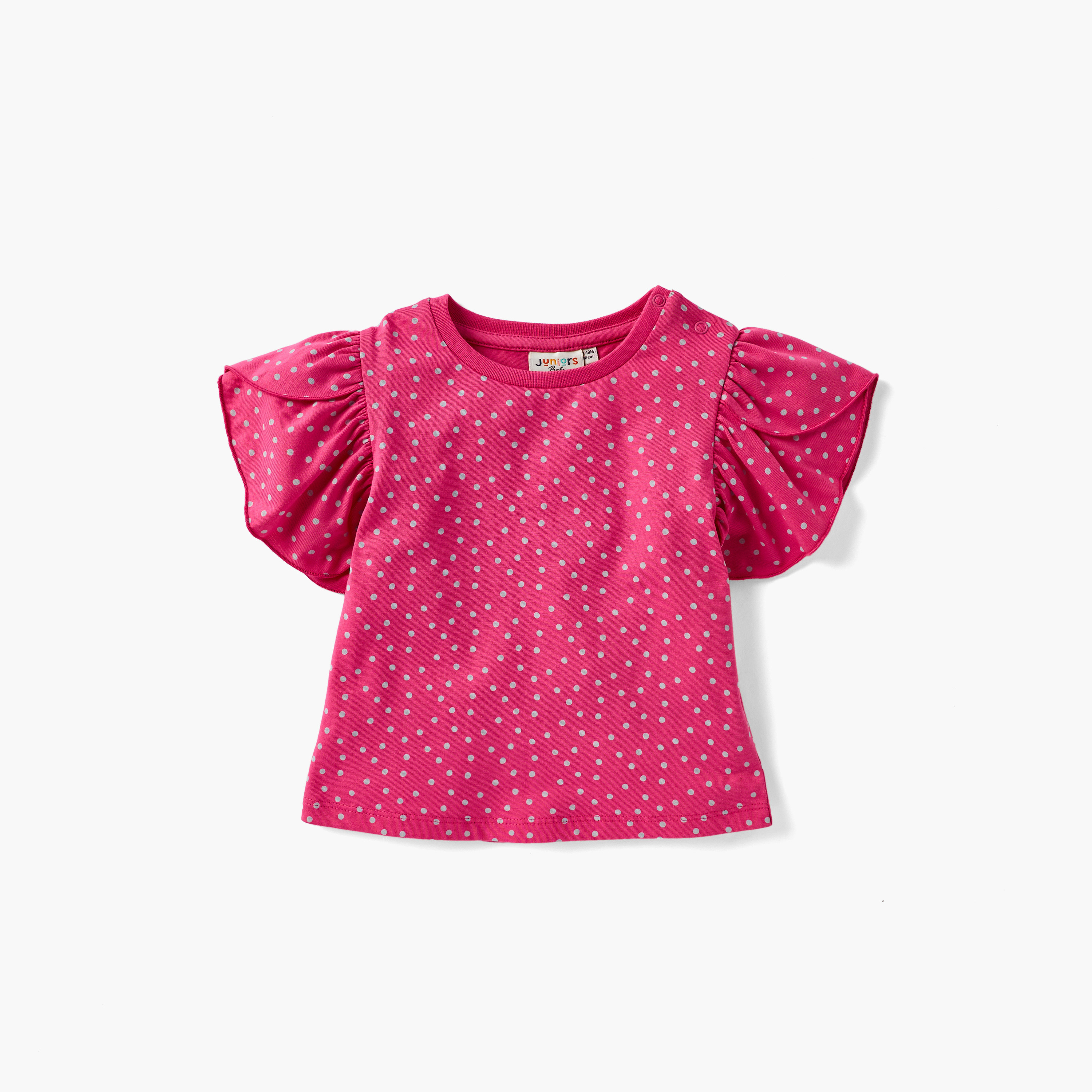 Juniors Printed T-shirt with Puff Sleeves - Set of 2-baby-girls-clothing-tshirts-image-2
