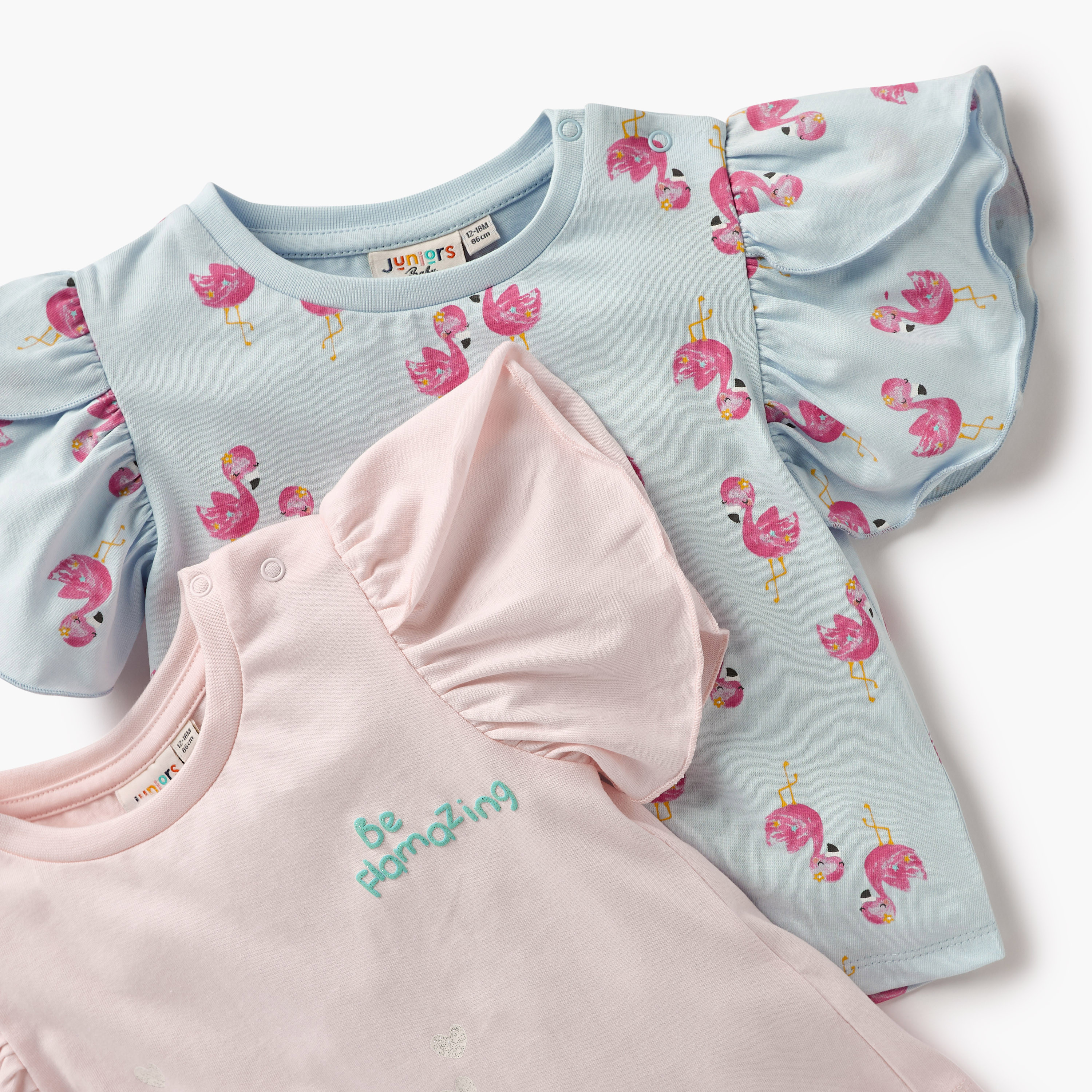 طقم تيشيرت بأكمام منفوخة وطبعات قطعتين من جونيورز-baby-girls-clothing-tshirts-image-4