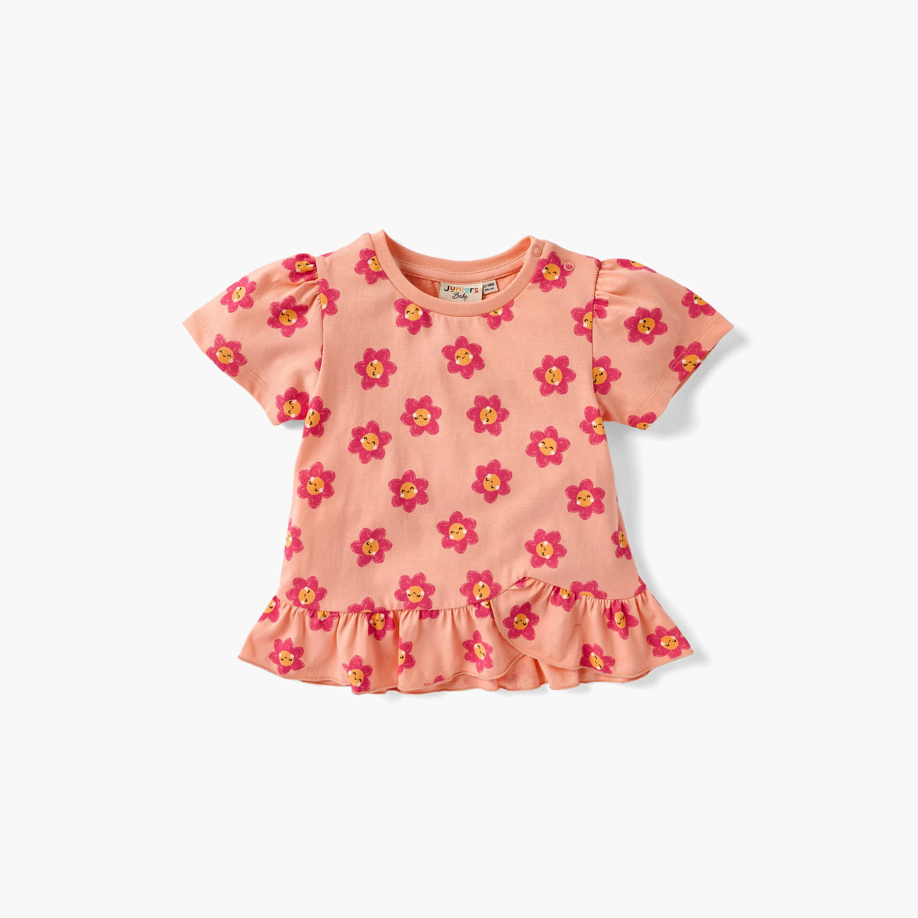 Juniors Floral Detail T-shirt with Short Sleeves - Set of 2-baby-girls-clothing-tshirts-image-2