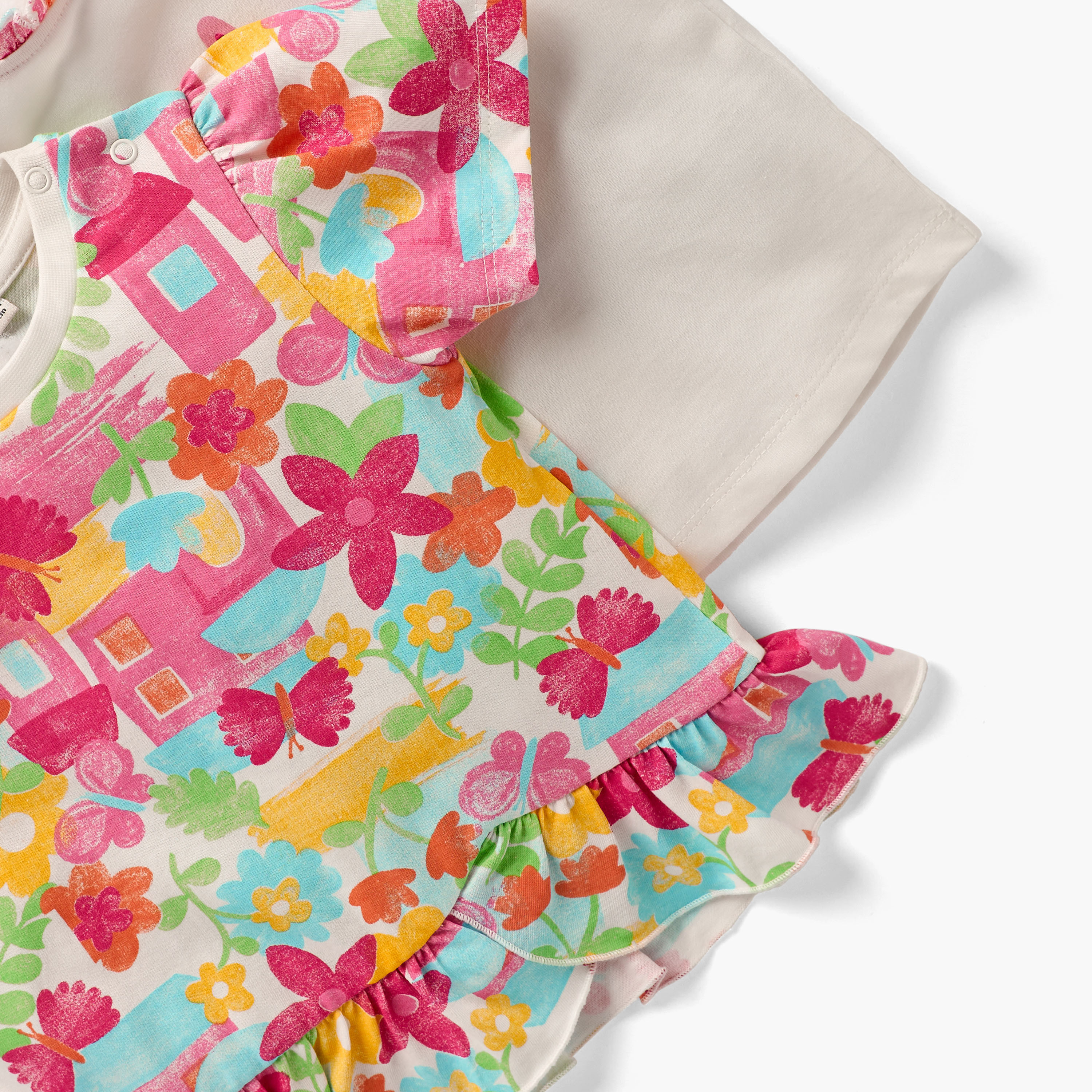 Juniors Floral Print T-shirt with Ruffle Detail - Set of 2-baby-girls-clothing-tshirts-image-5