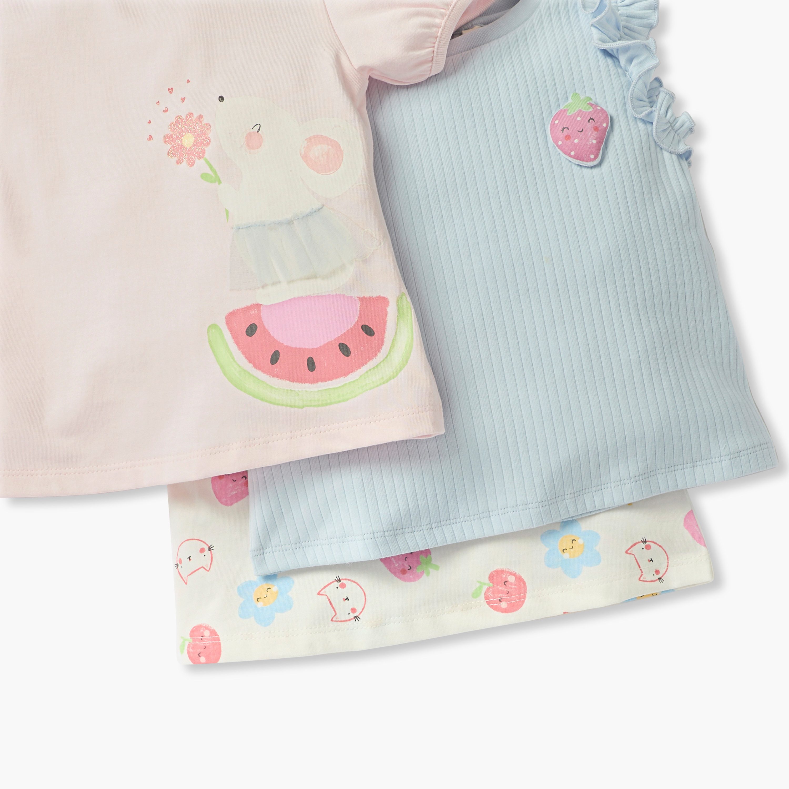 Juniors Assorted Crew Neck T-shirt - Set of 3-baby-girls-clothing-tshirts-image-6