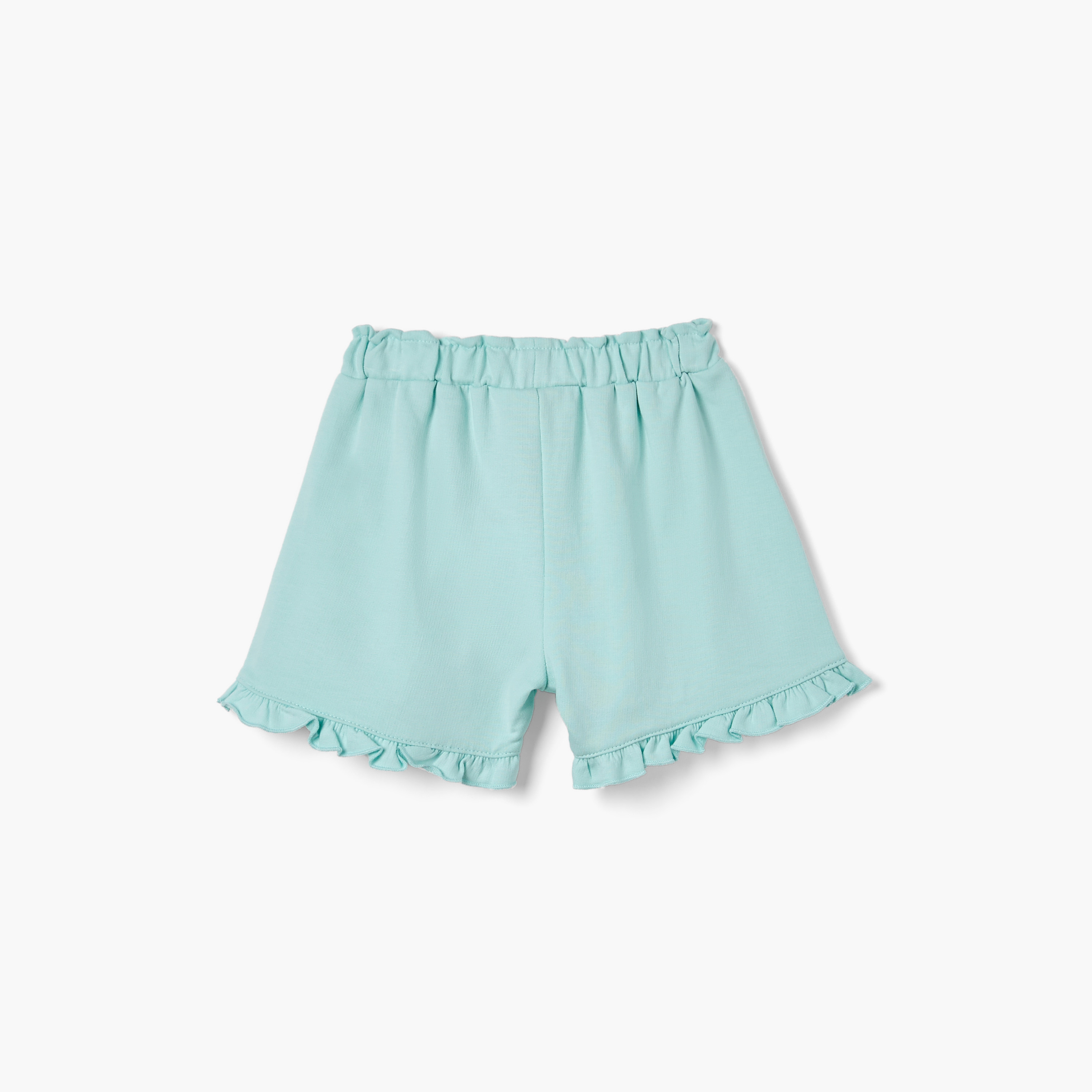 Juniors Floral Print Shorts with Ruffle Detail and Elasticated Waistband-baby-girls-clothing-bottoms-shorts-image-2