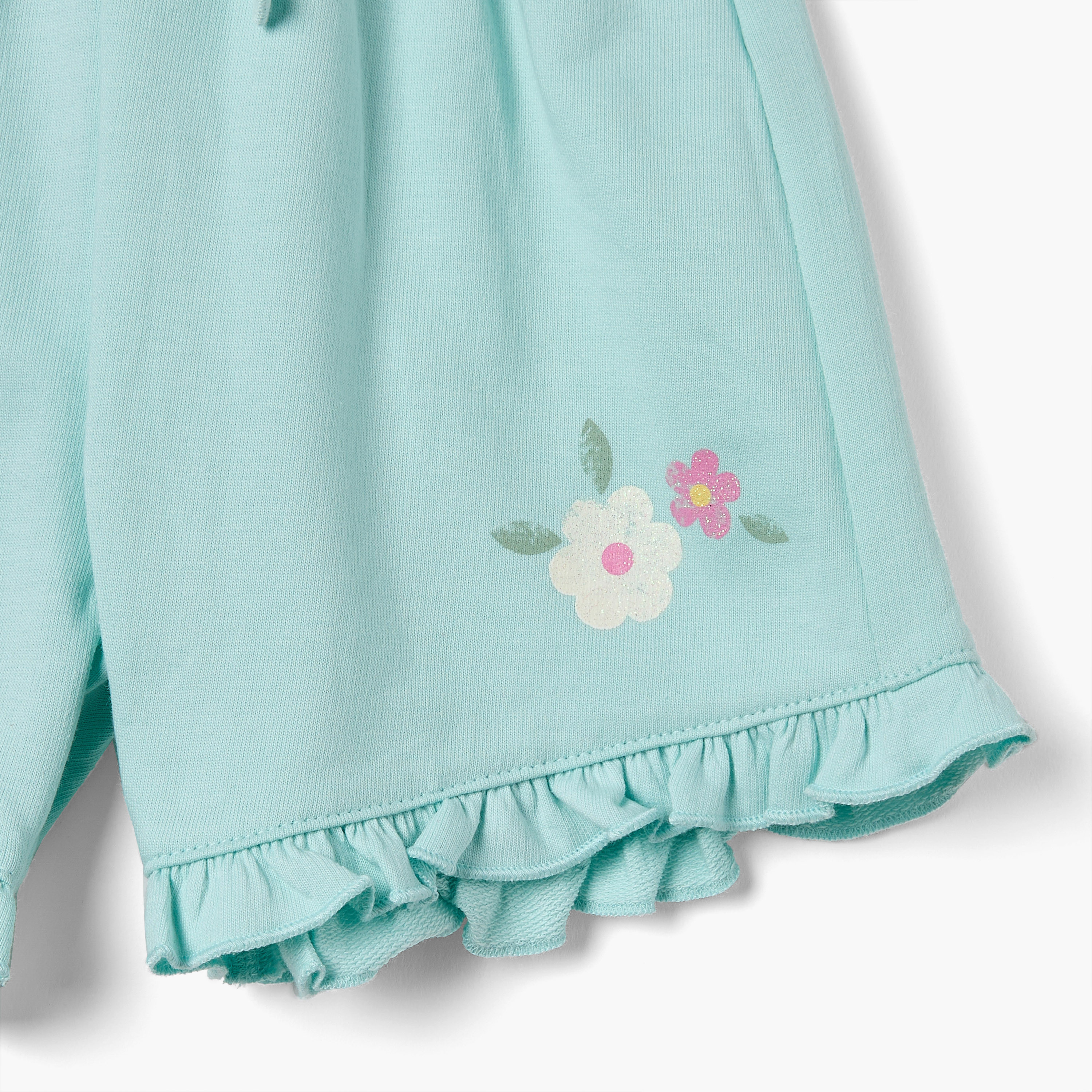 Juniors Floral Print Shorts with Ruffle Detail and Elasticated Waistband-baby-girls-clothing-bottoms-shorts-image-4