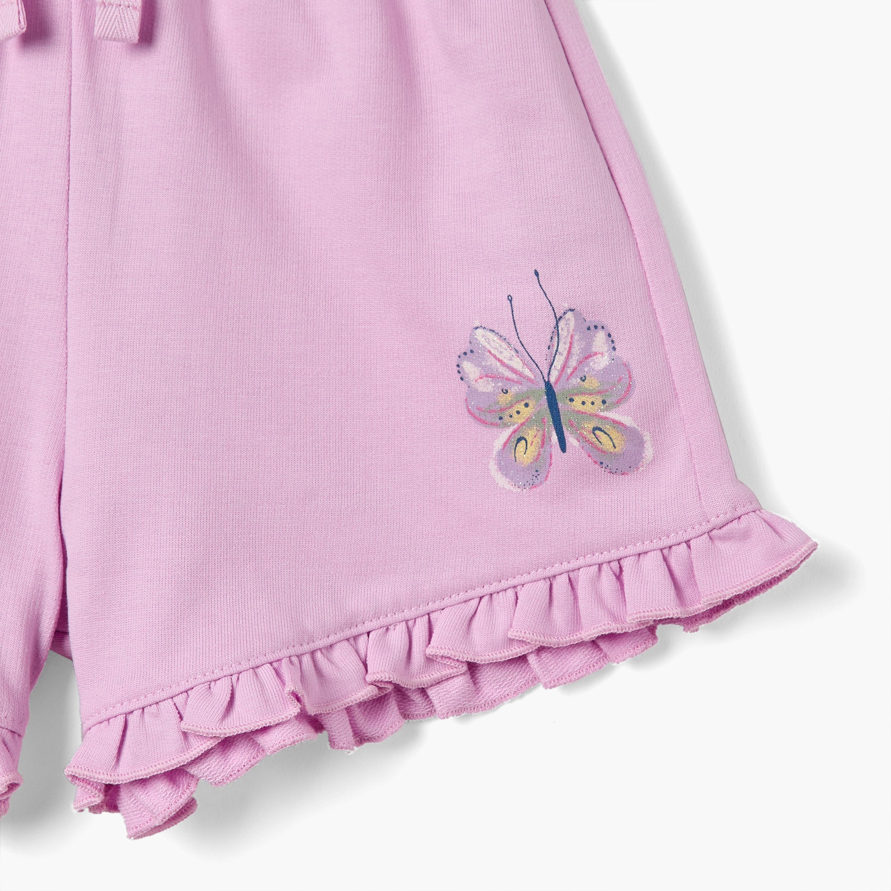 Juniors Butterfly Print Shorts with Ruffle Detail and Elasticated Waistband-baby-girls-clothing-bottoms-shorts-image-4