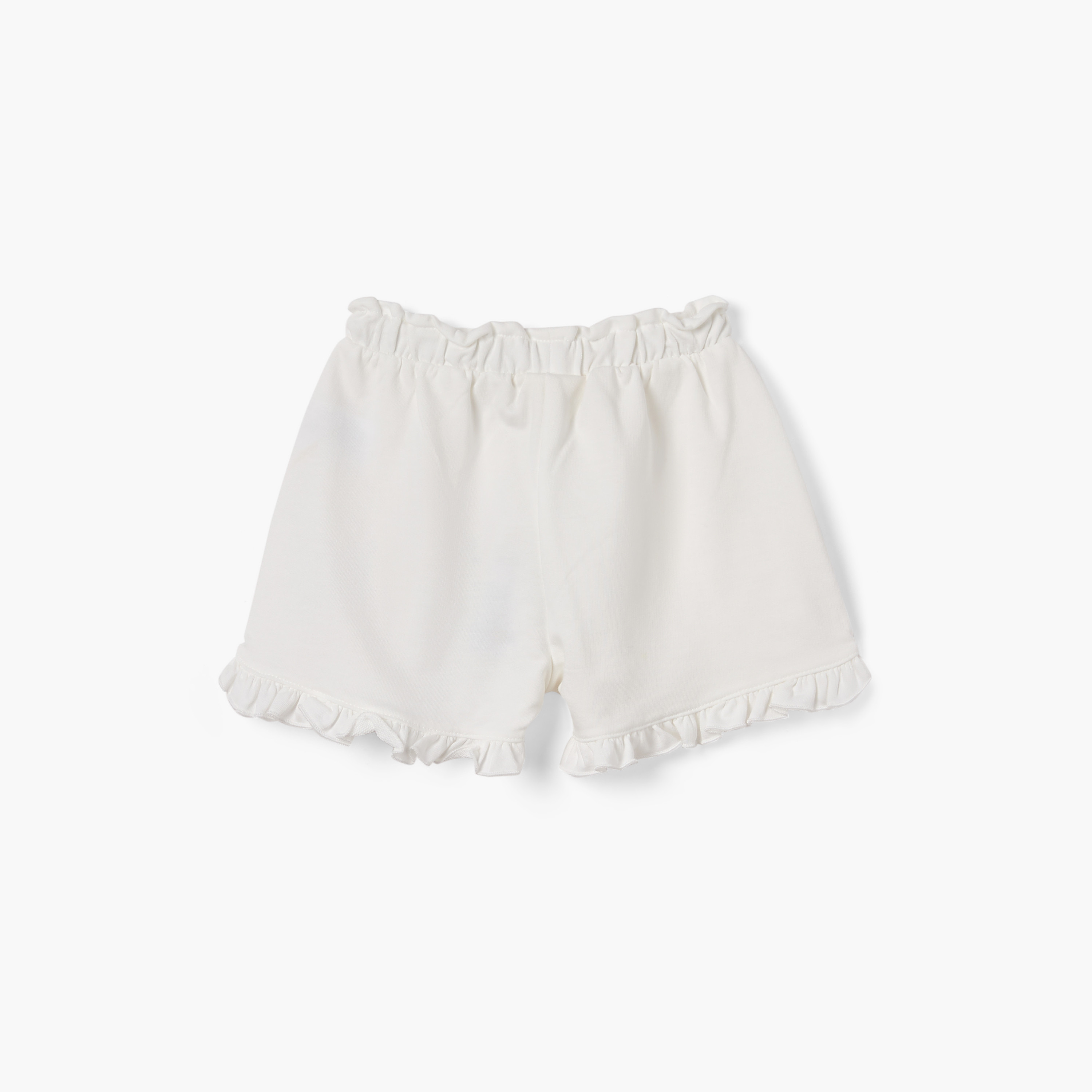 Juniors Snail Print Shorts with Ruffle Detail and Elasticated Waistband-baby-girls-clothing-bottoms-shorts-image-2