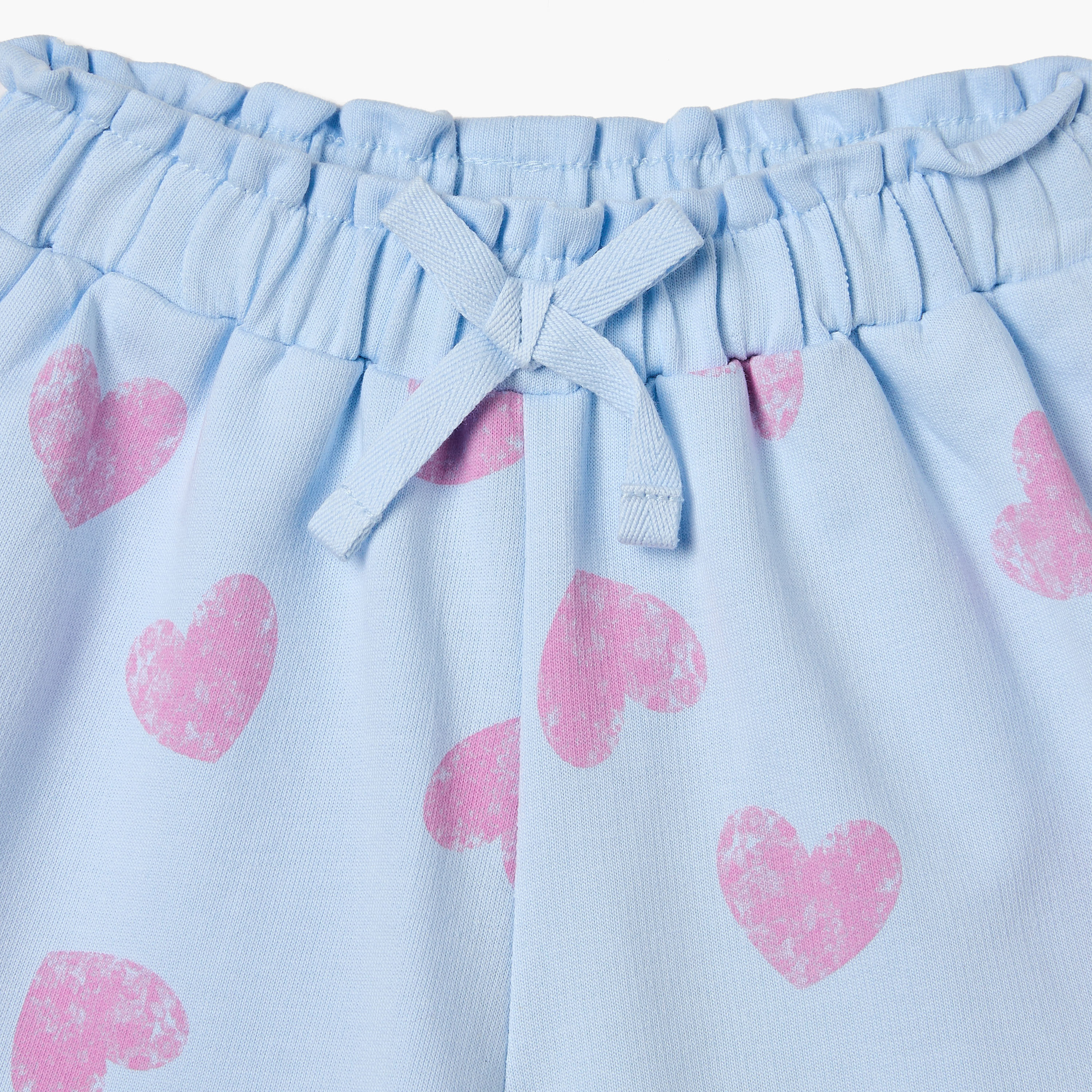 Juniors Heart Print Shorts with Ruffle Detail and Elasticated Waistband-baby-girls-clothing-bottoms-shorts-image-3