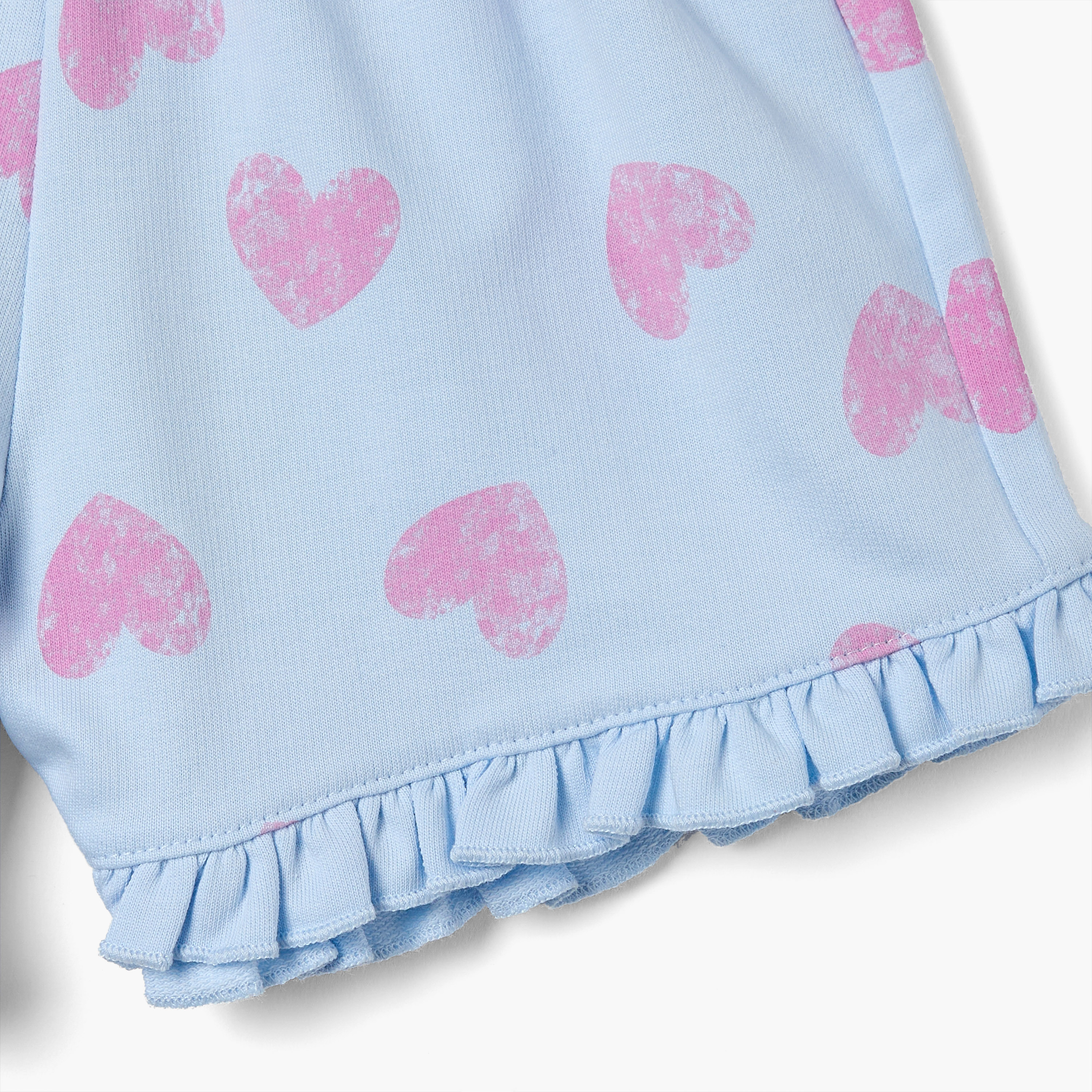 Juniors Heart Print Shorts with Ruffle Detail and Elasticated Waistband-baby-girls-clothing-bottoms-shorts-image-4
