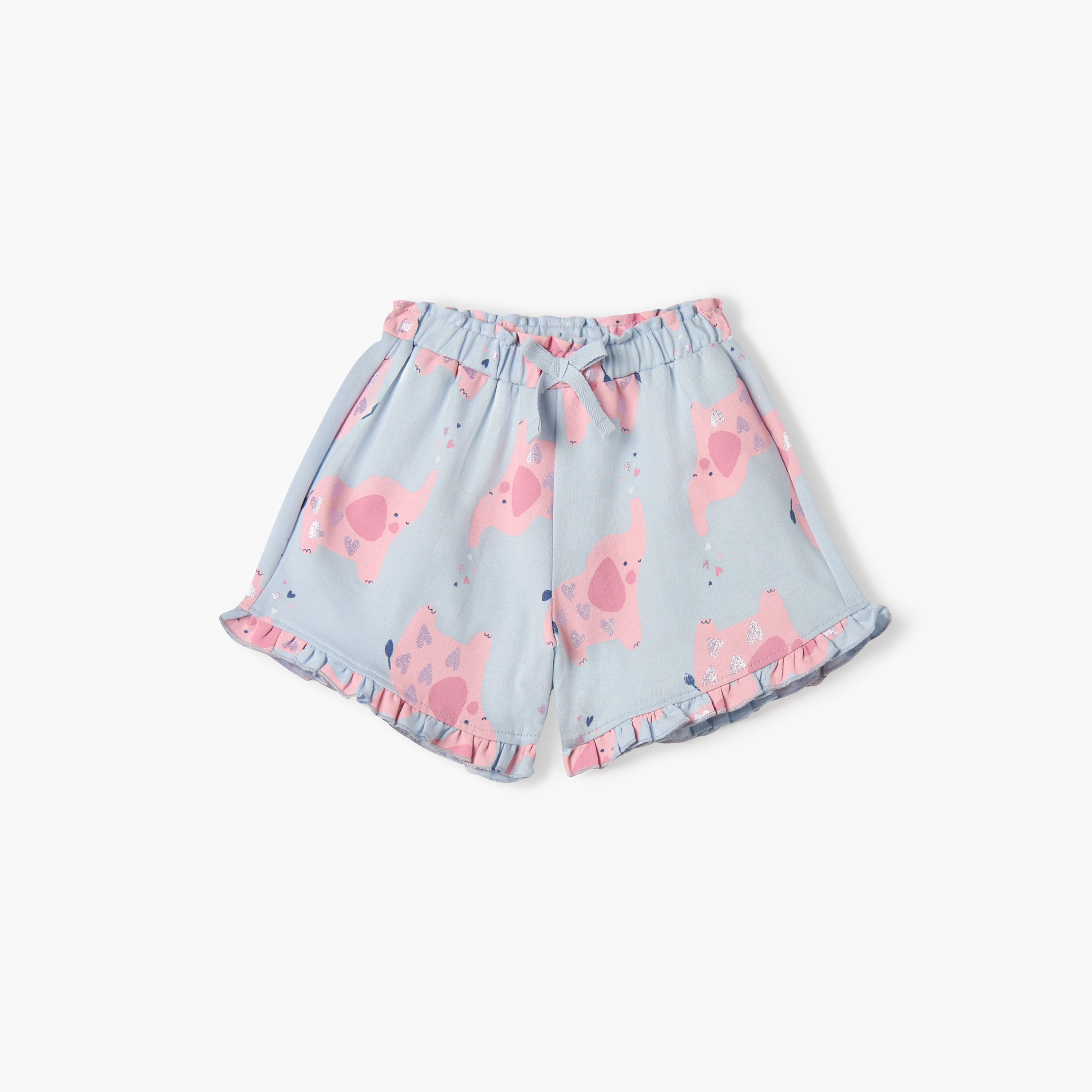 شورت بطبعات فيل ورباط إغلاق و حافة كشكش من جونيورز-baby-girls-clothing-bottoms-shorts-image-1