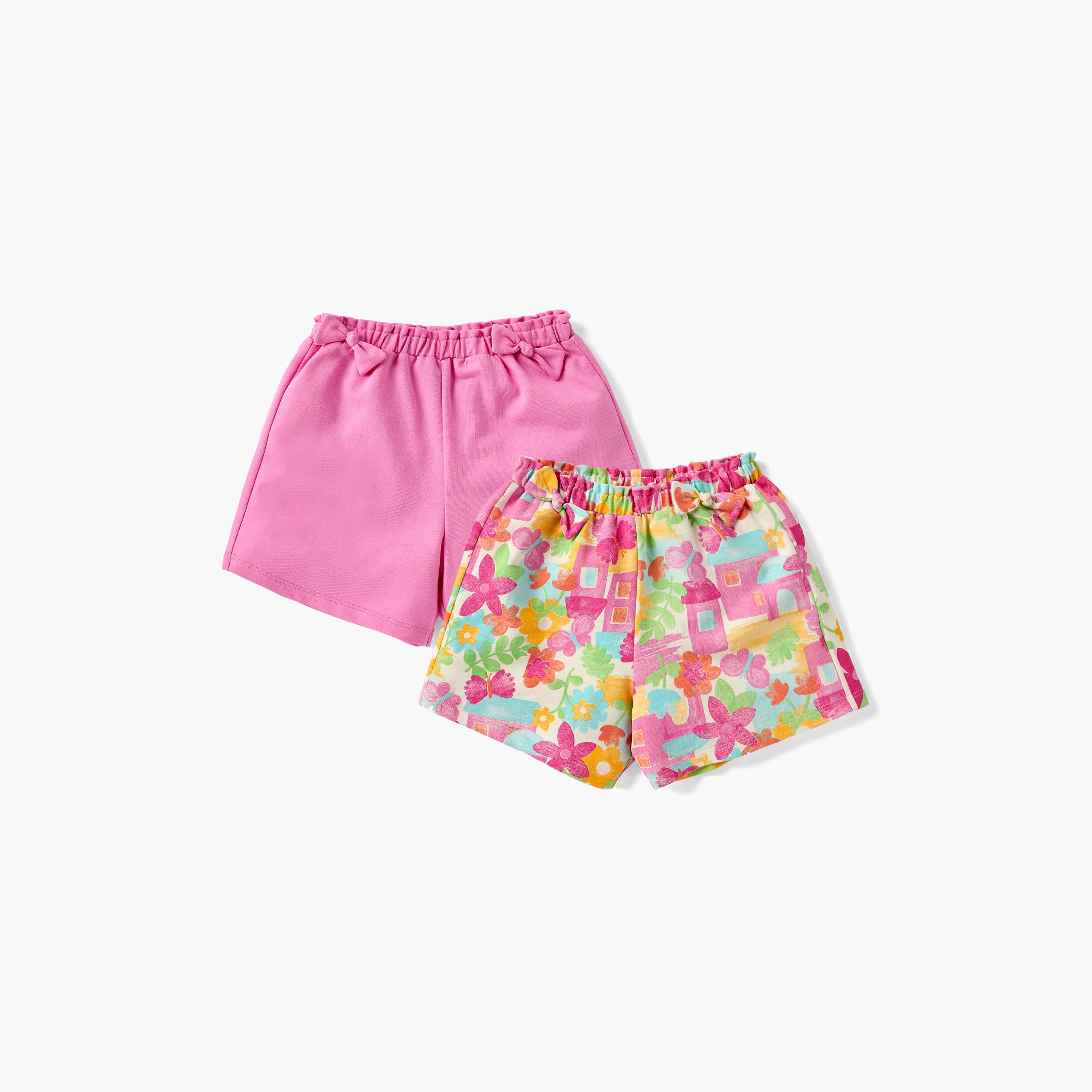 Juniors Assorted Shorts with Bow Detail and Elasticated Waist - Set of 2-baby-girls-clothing-bottoms-shorts-image-1