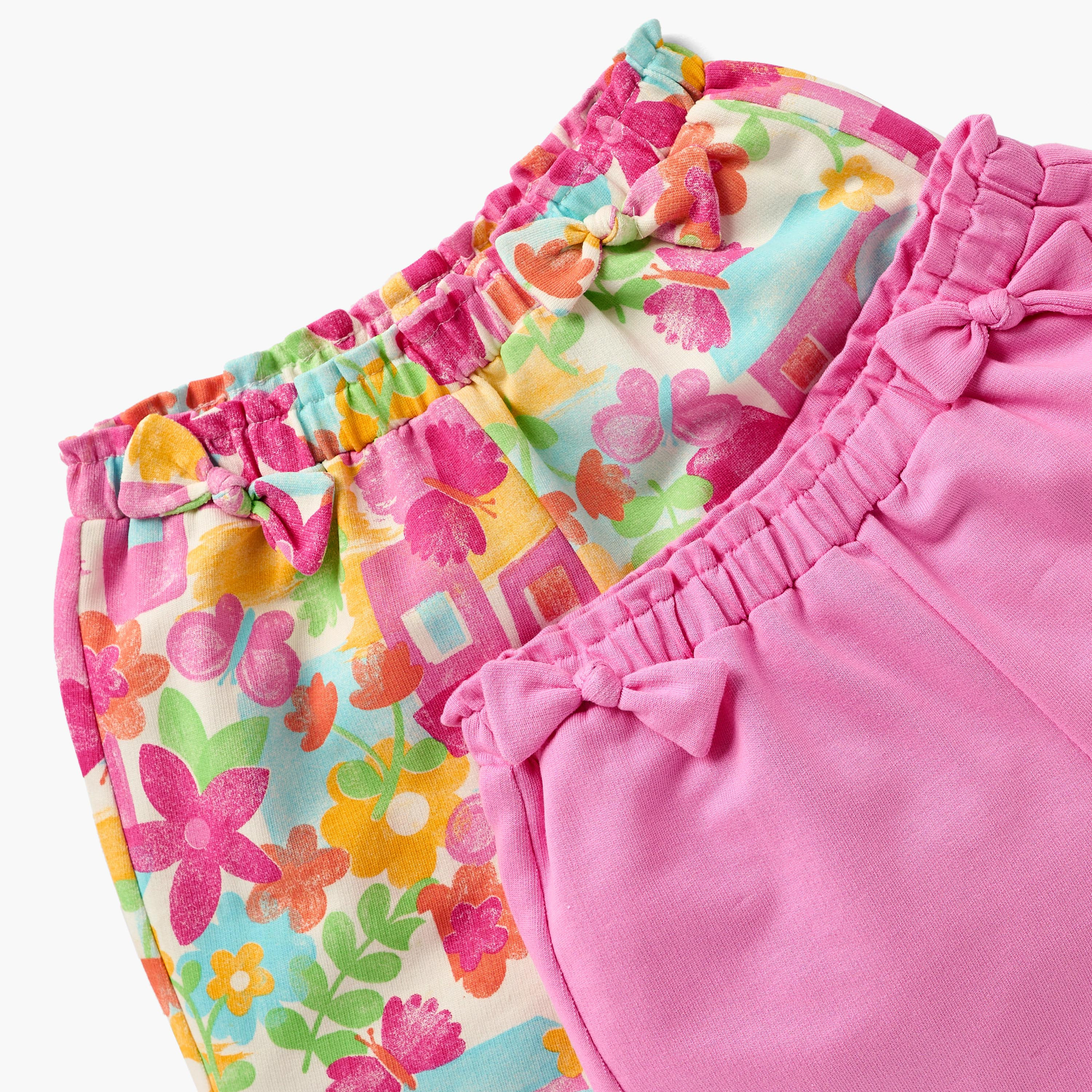 Juniors Assorted Shorts with Bow Detail and Elasticated Waist - Set of 2-baby-girls-clothing-bottoms-shorts-image-4